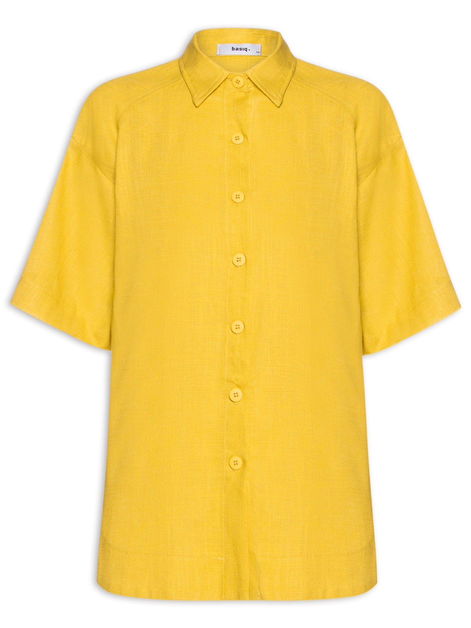 Camisa Feminina Oversized Amarelo Basiq