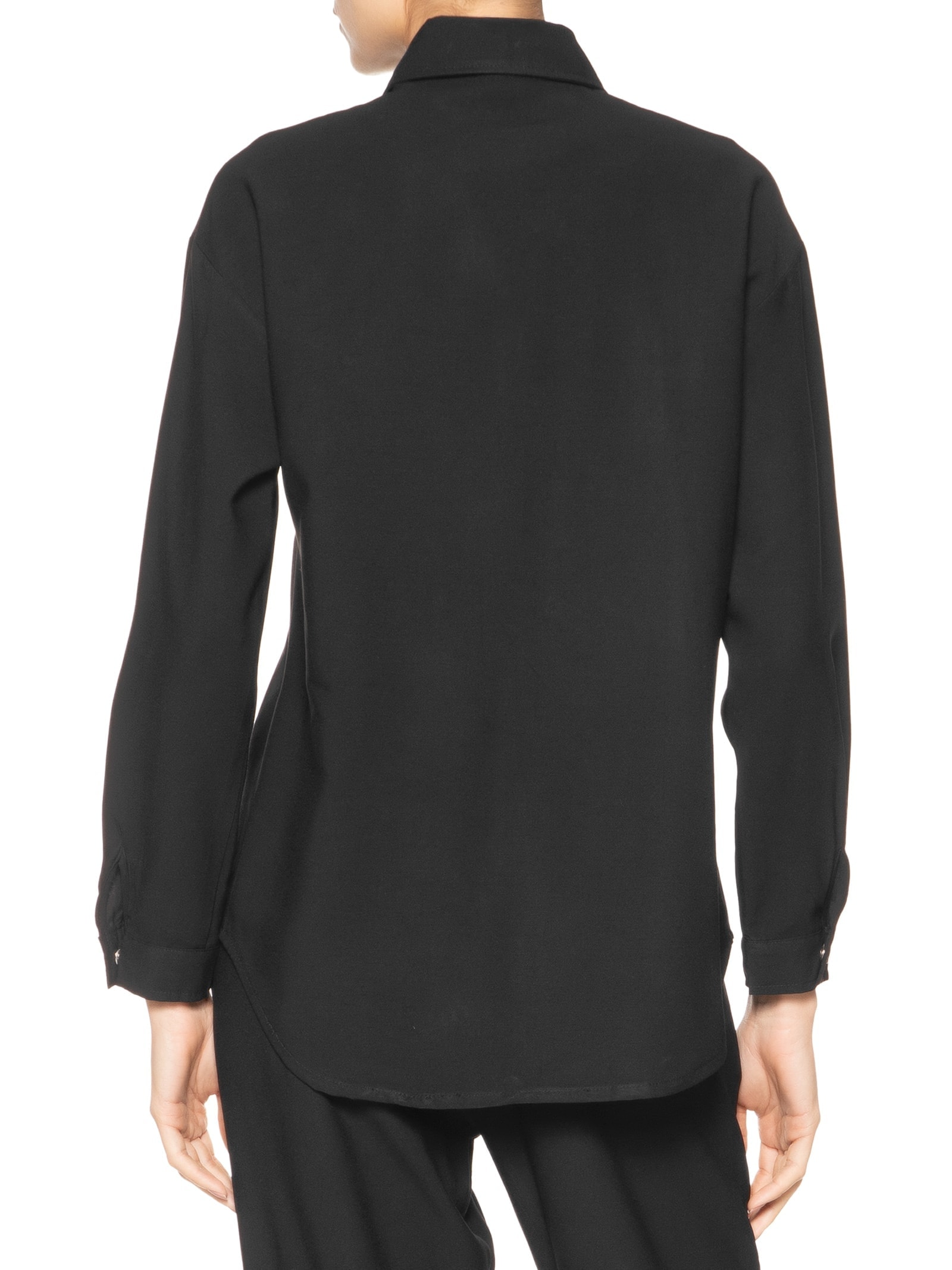 Camisa Feminina Oversized Botões De Pressão Preto Basiq
