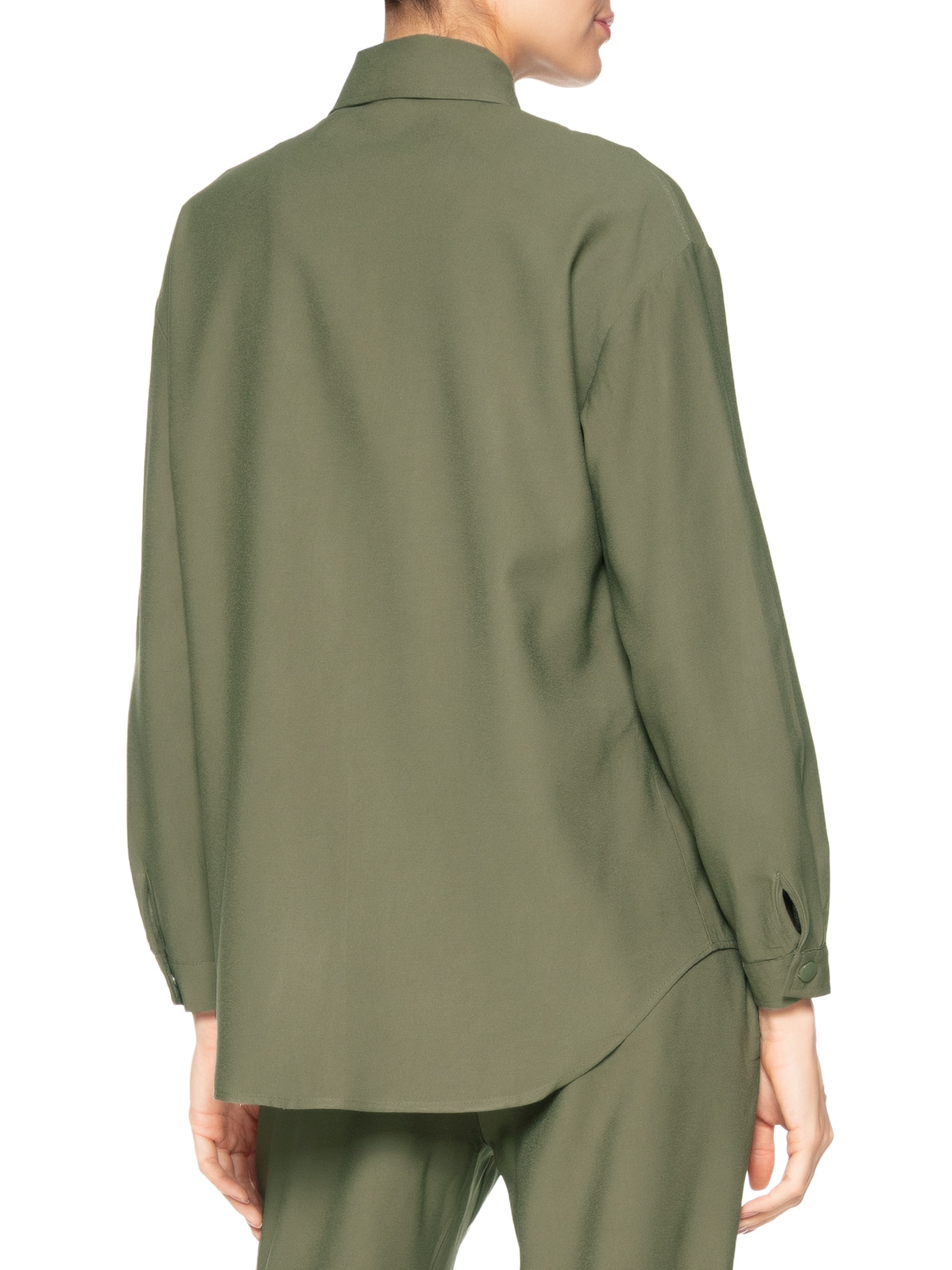 Camisa Feminina Oversized Botões De Pressão Verde Basiq