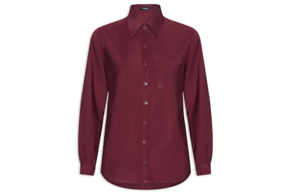 Camisa Feminina Oversized Botões De Pressão - Vinho