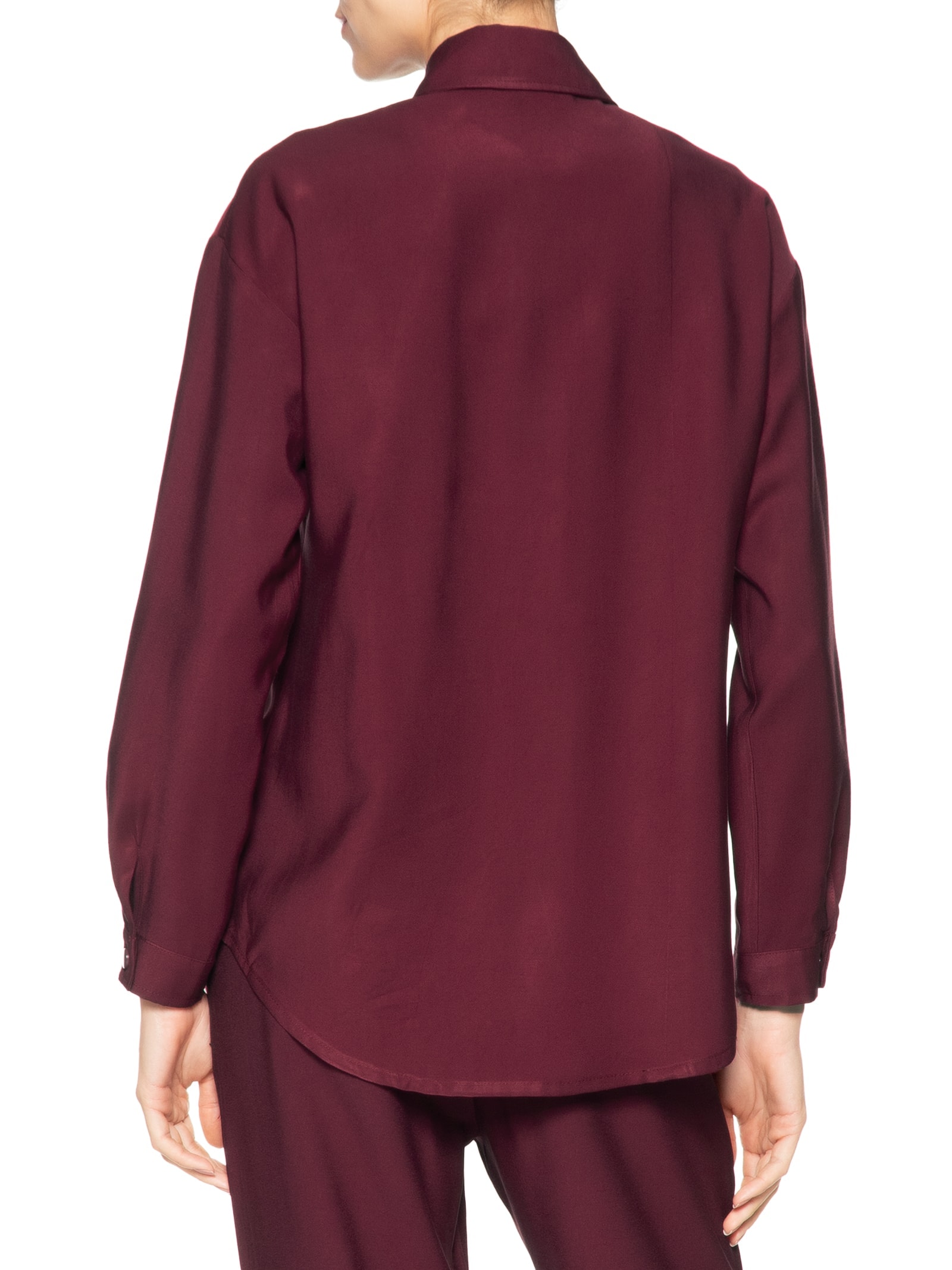 Camisa Feminina Oversized Botões De Pressão Vinho Basiq