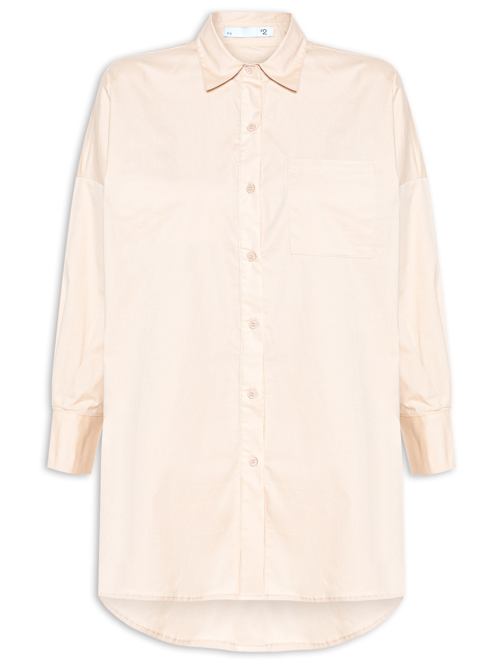 Camisa Feminina Oversized com Aberturas Bege '2Essential