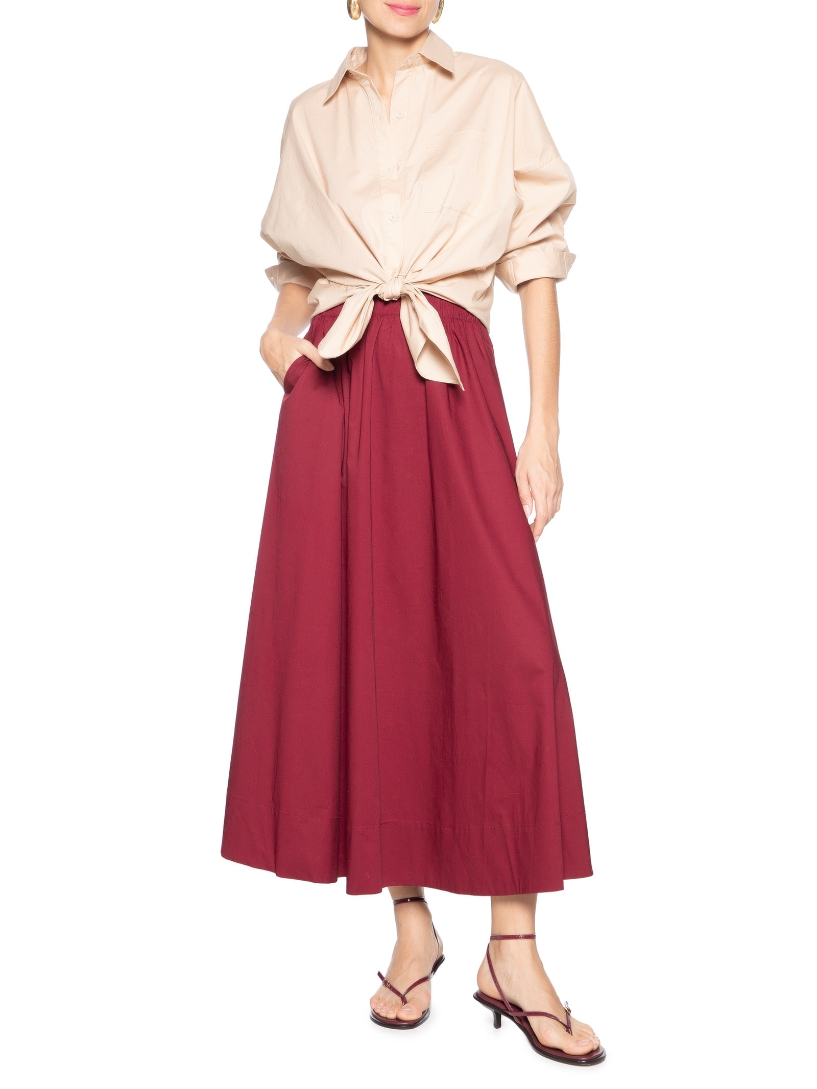 Camisa Feminina Oversized com Aberturas Bege '2Essential