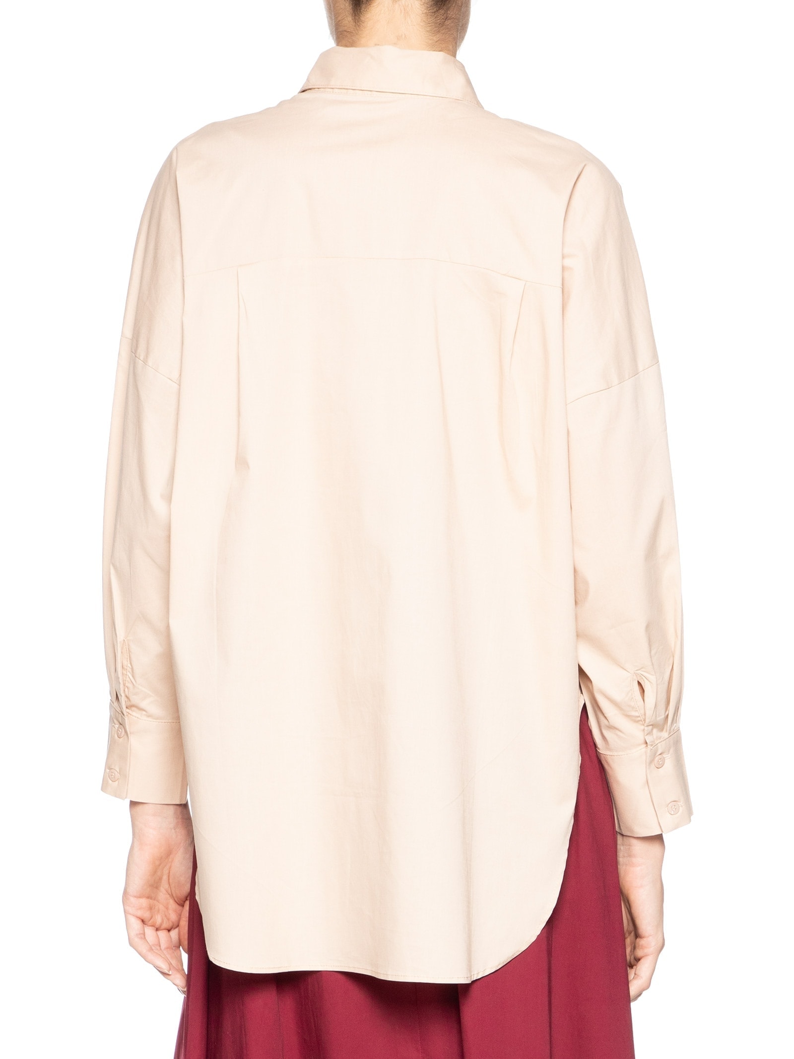 Camisa Feminina Oversized com Aberturas Bege '2Essential