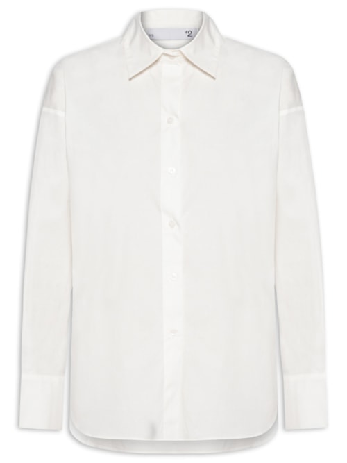 Camisa Feminina Oversized Com Aberturas – Off White