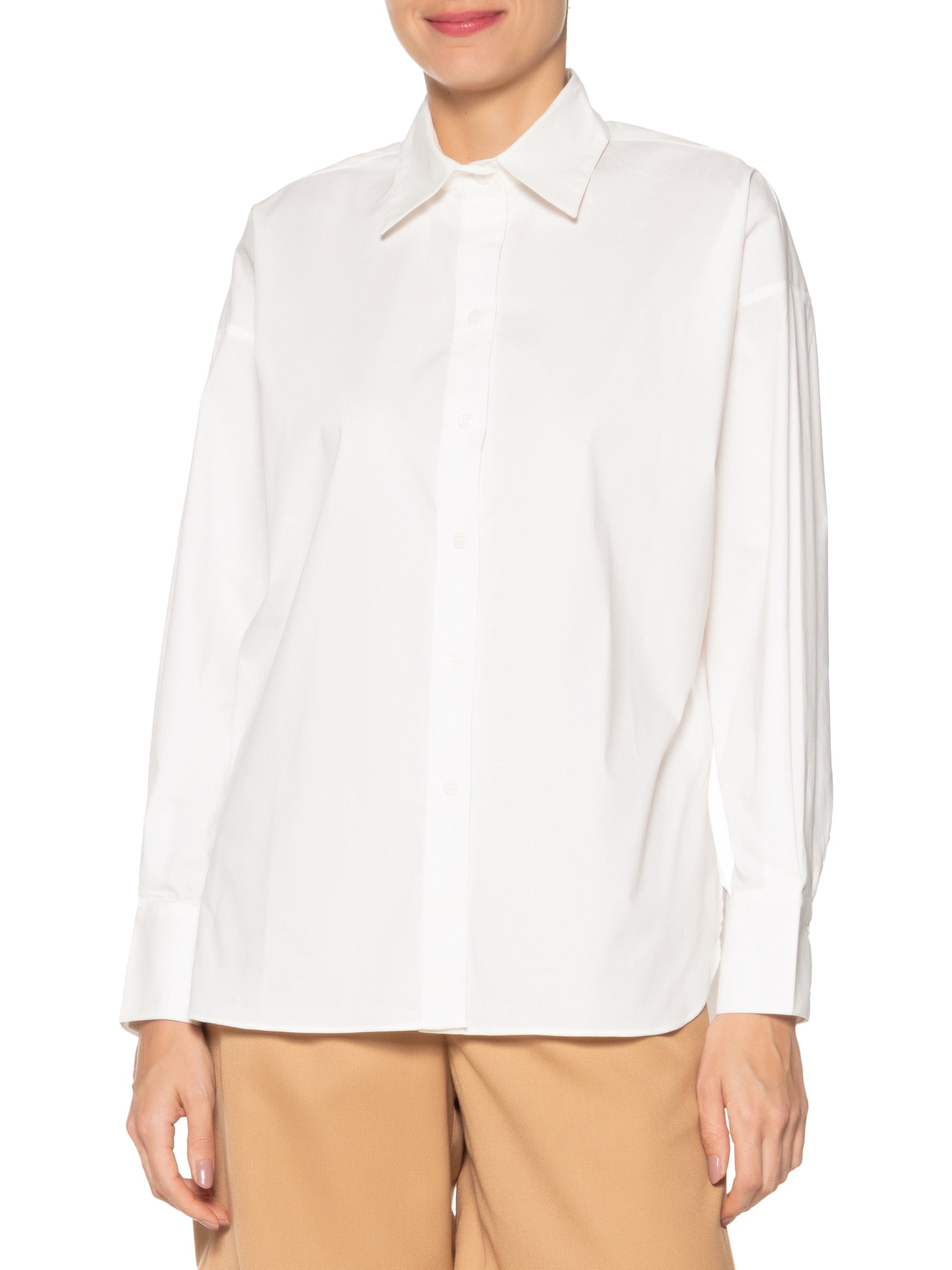 Camisa Feminina Oversized Com Aberturas Off White '2Essential