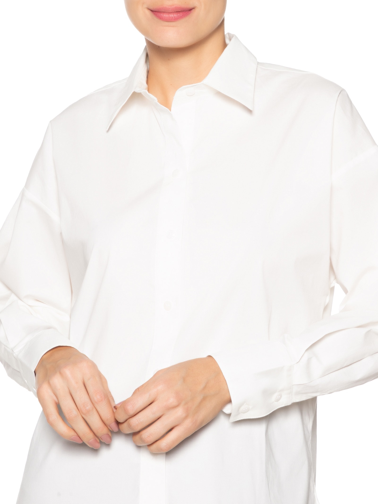 Camisa Feminina Oversized Com Aberturas Off White '2Essential