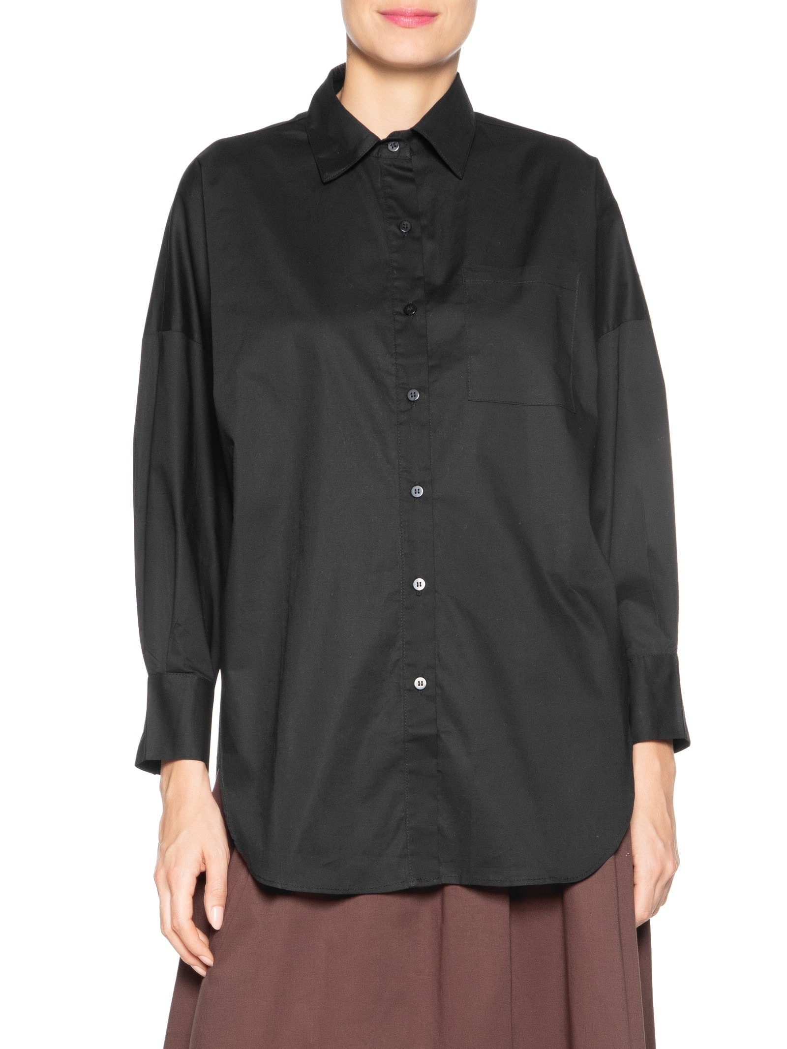 Camisa Feminina Oversized com Aberturas Preto '2Essential