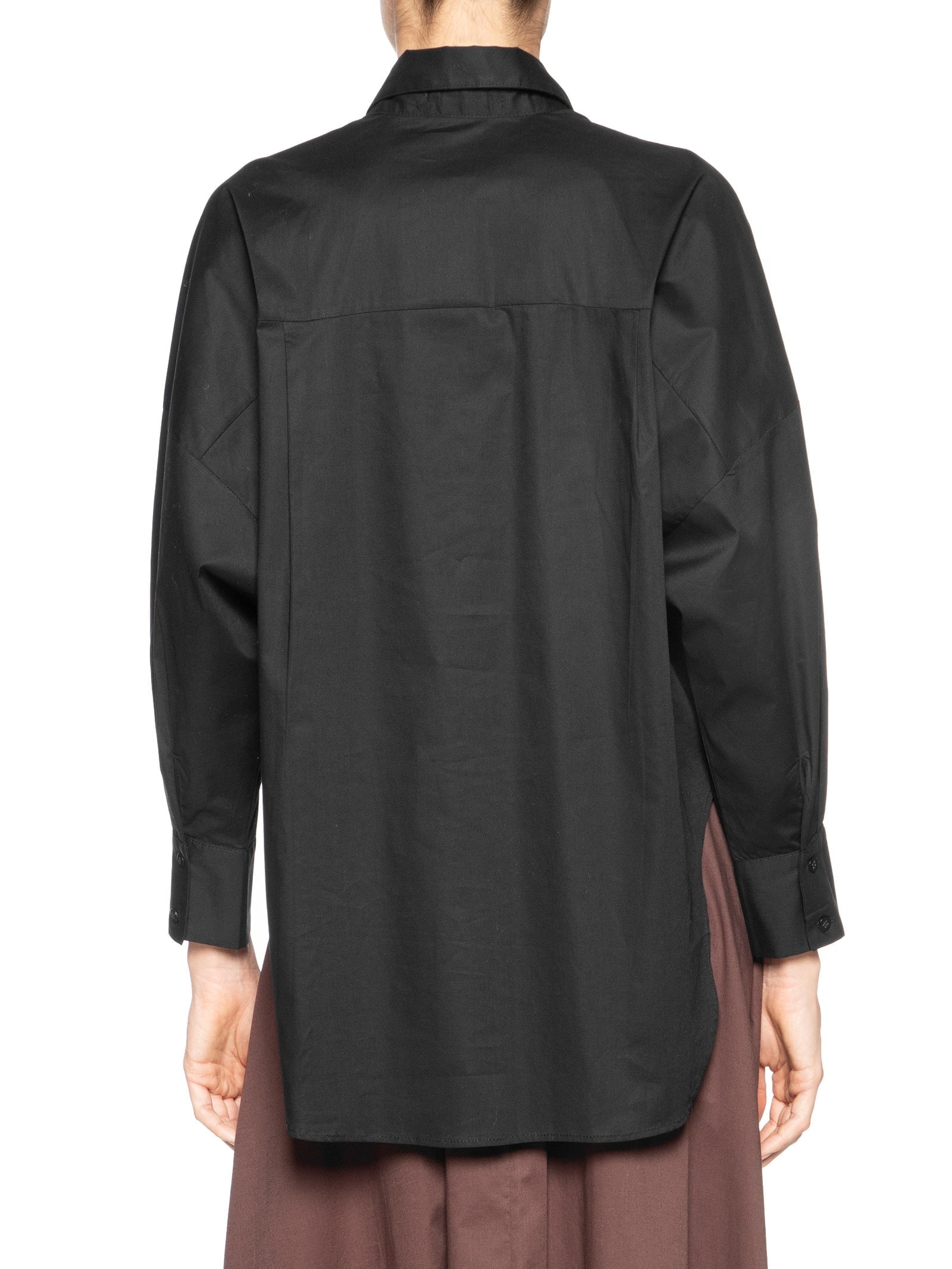 Camisa Feminina Oversized com Aberturas Preto '2Essential