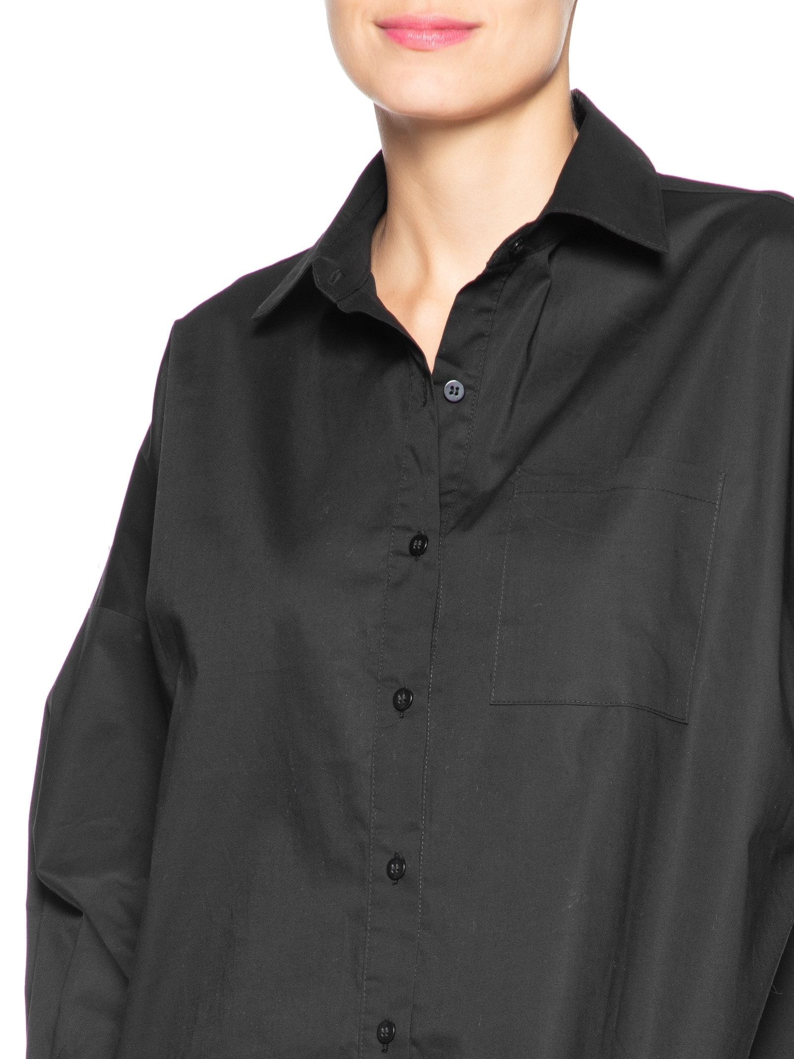 Camisa Feminina Oversized com Aberturas Preto '2Essential