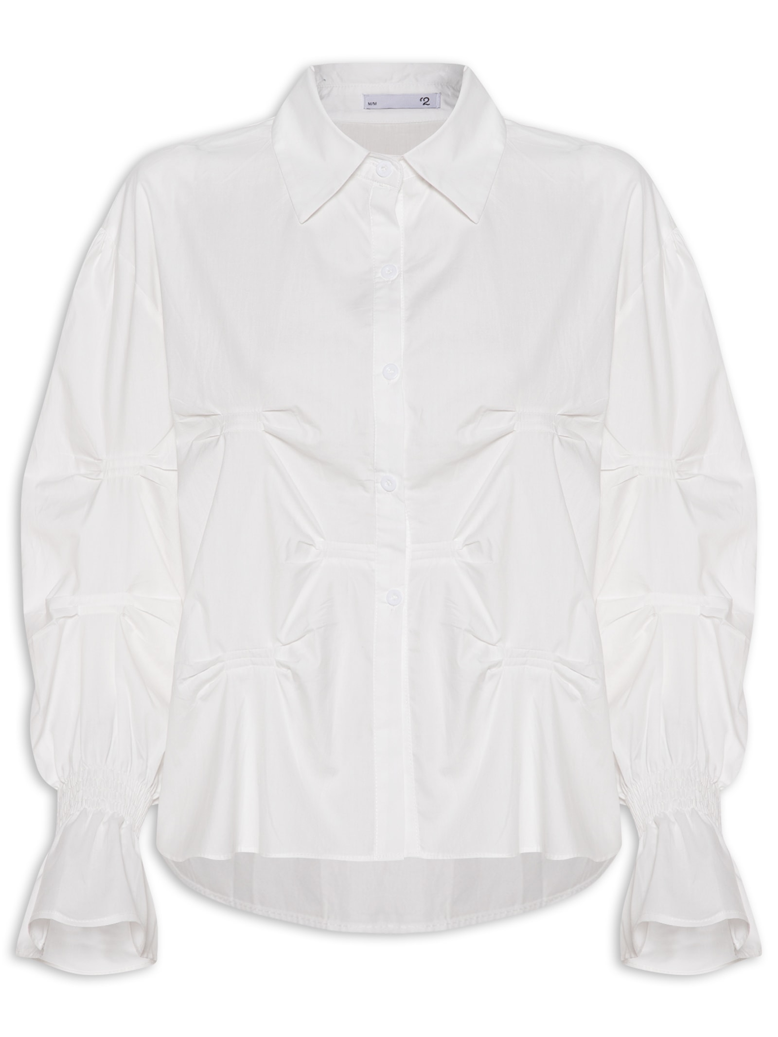 Camisa Feminina Oversized Com Pregas Off White '2Essential