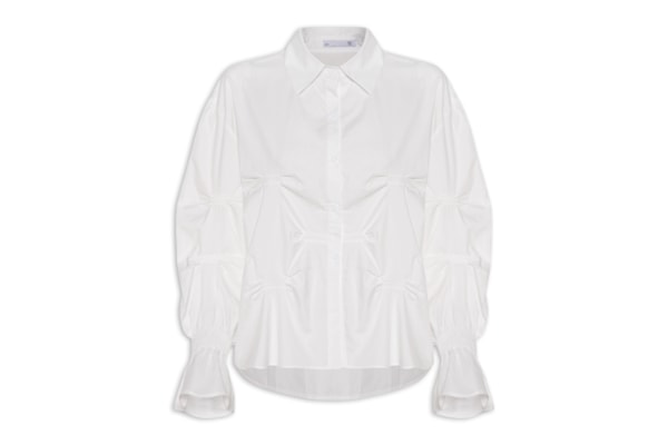 Camisa Feminina Oversized Com Pregas - Off White
