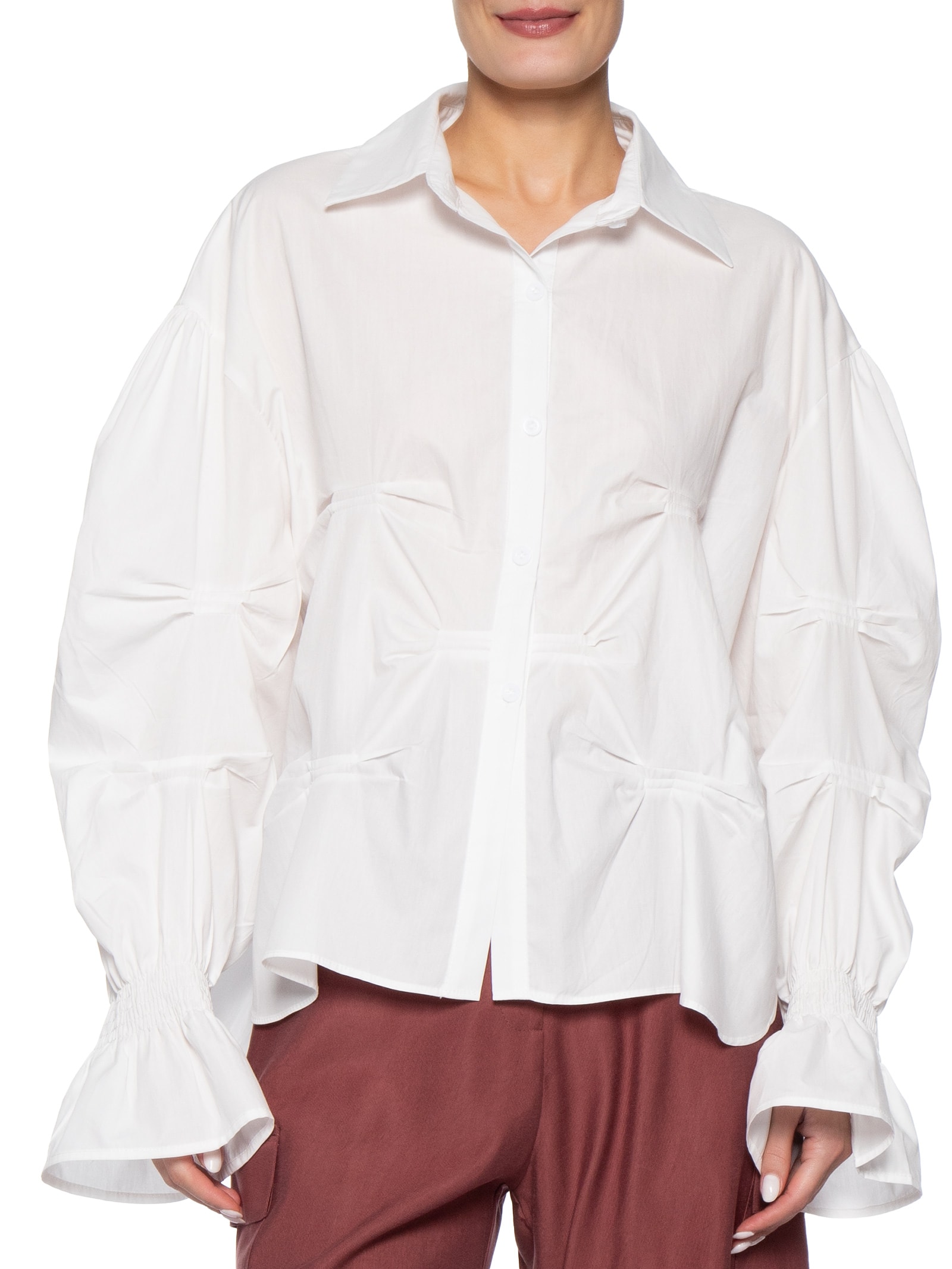 Camisa Feminina Oversized Com Pregas Off White '2Essential