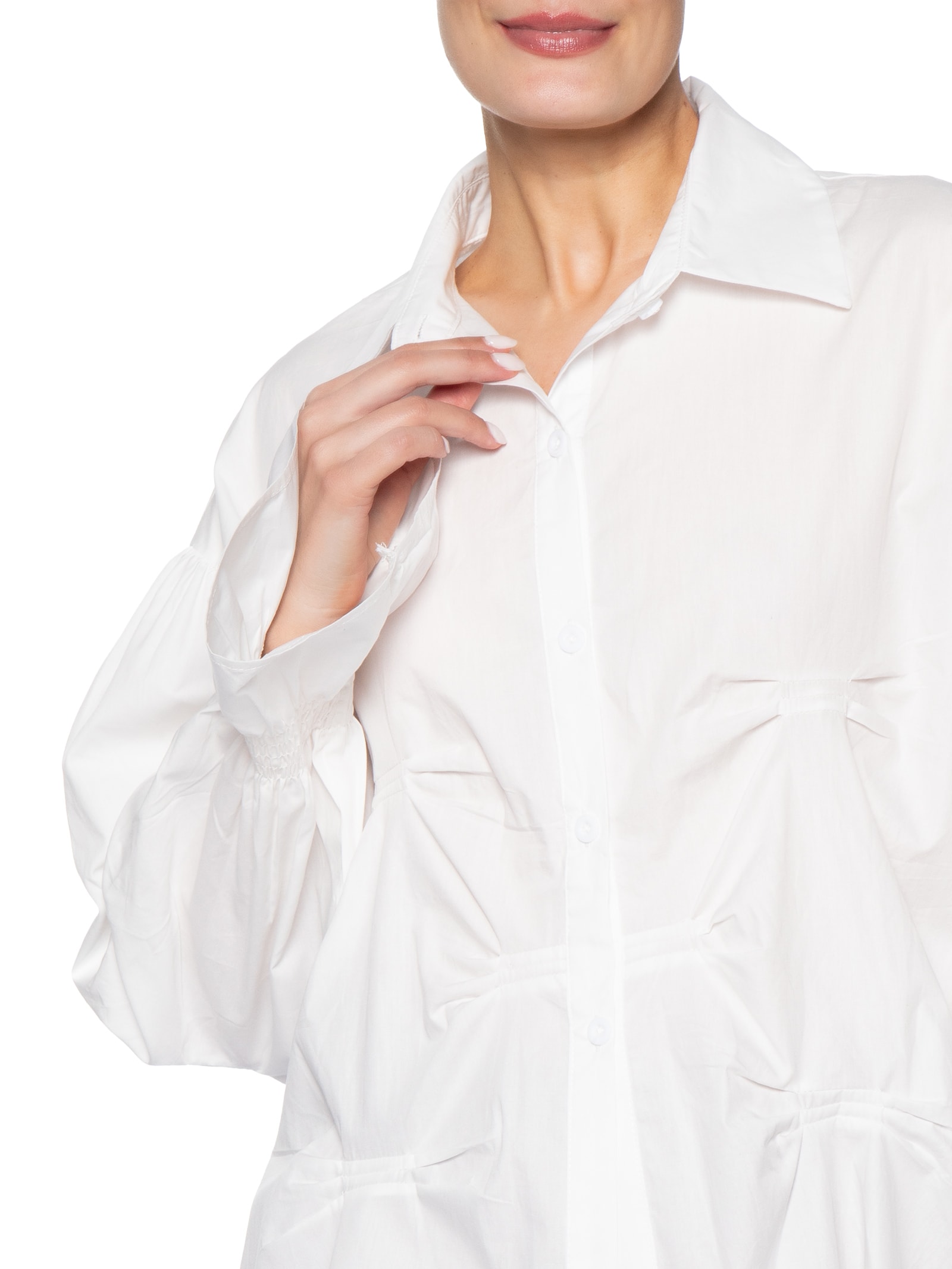 Camisa Feminina Oversized Com Pregas Off White '2Essential