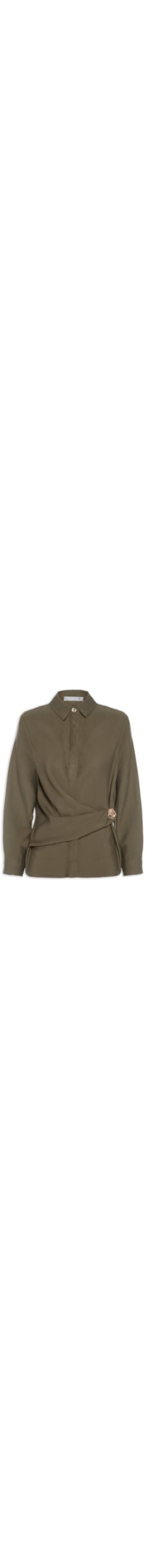 Camisa Feminina Oversized Com Transpasse - Marrom