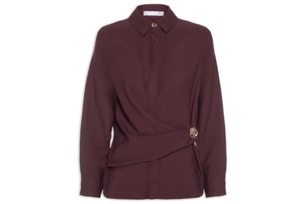 Camisa Feminina Oversized Com Transpasse - Vermelho
