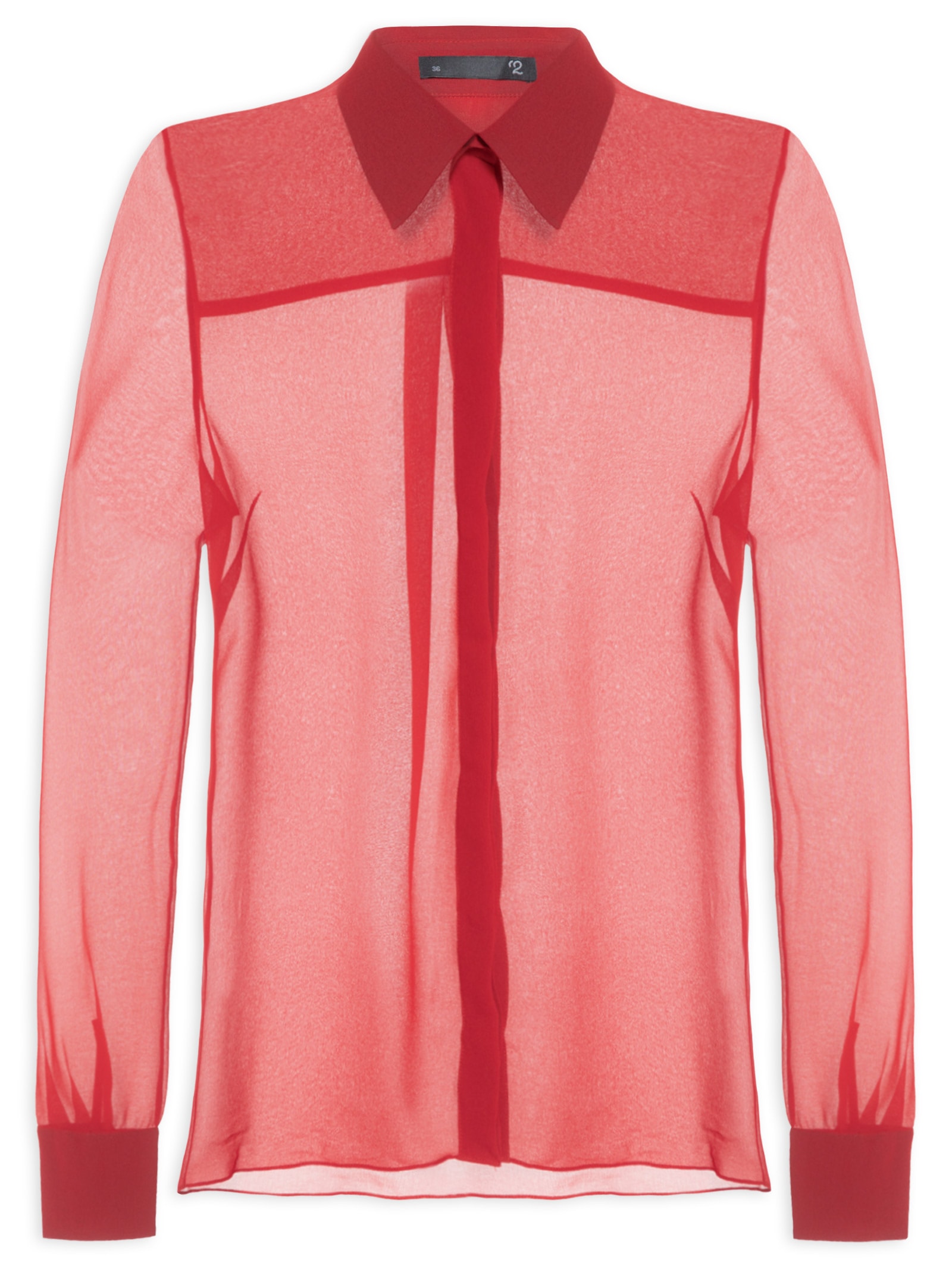 Camisa Feminina Oversized Em Seda Pura Vermelho '2Essential