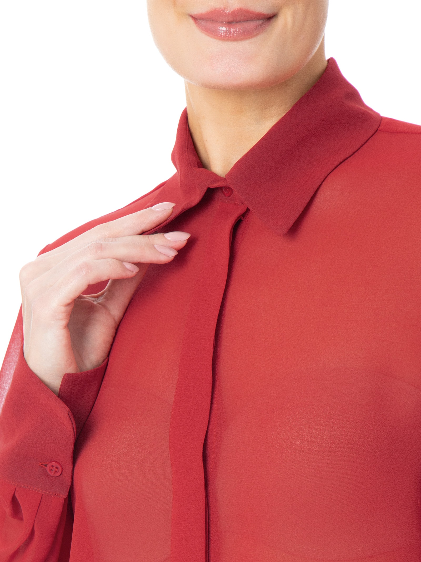 Camisa Feminina Oversized Em Seda Pura Vermelho '2Essential