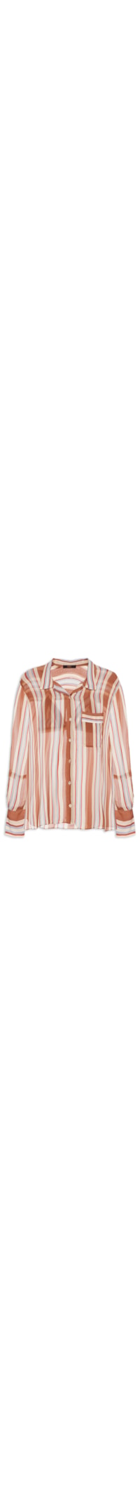 Camisa Feminina Oversized Listra Bordada - Azul