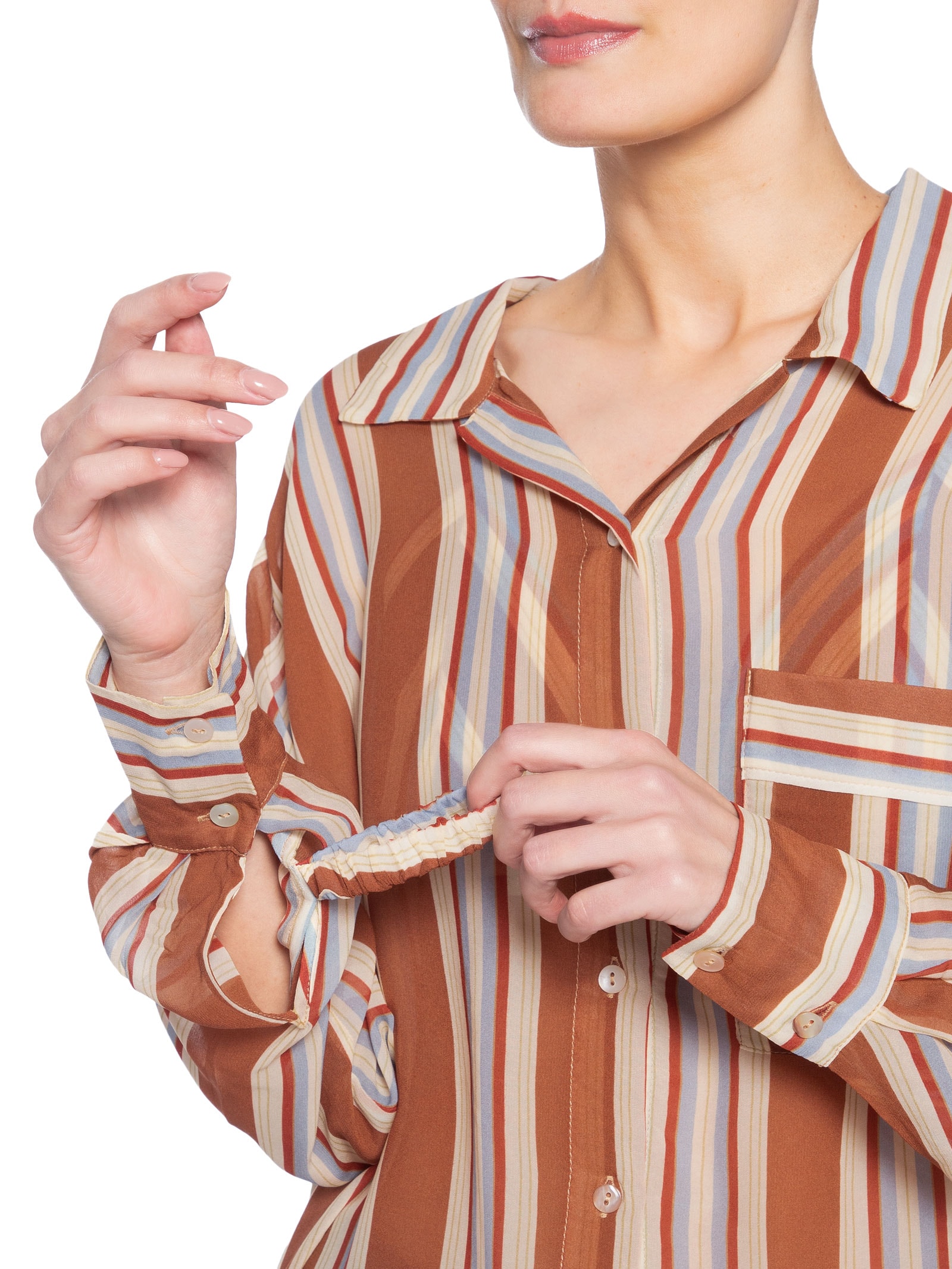 Camisa Feminina Oversized Listra Bordada Azul Animale