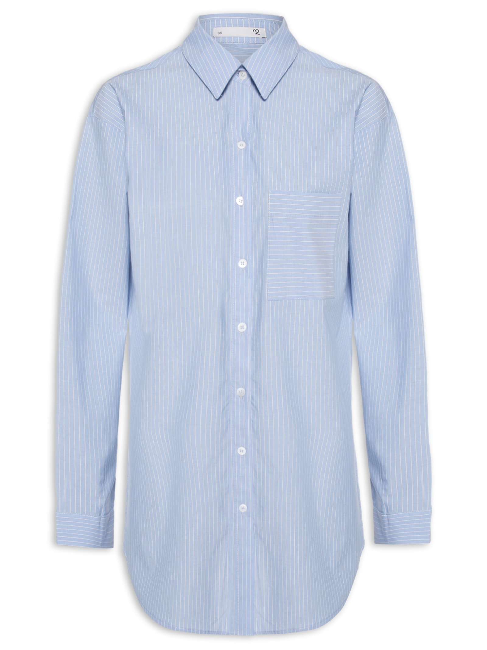 Camisa Feminina Oversized Listrada Azul '2Essential