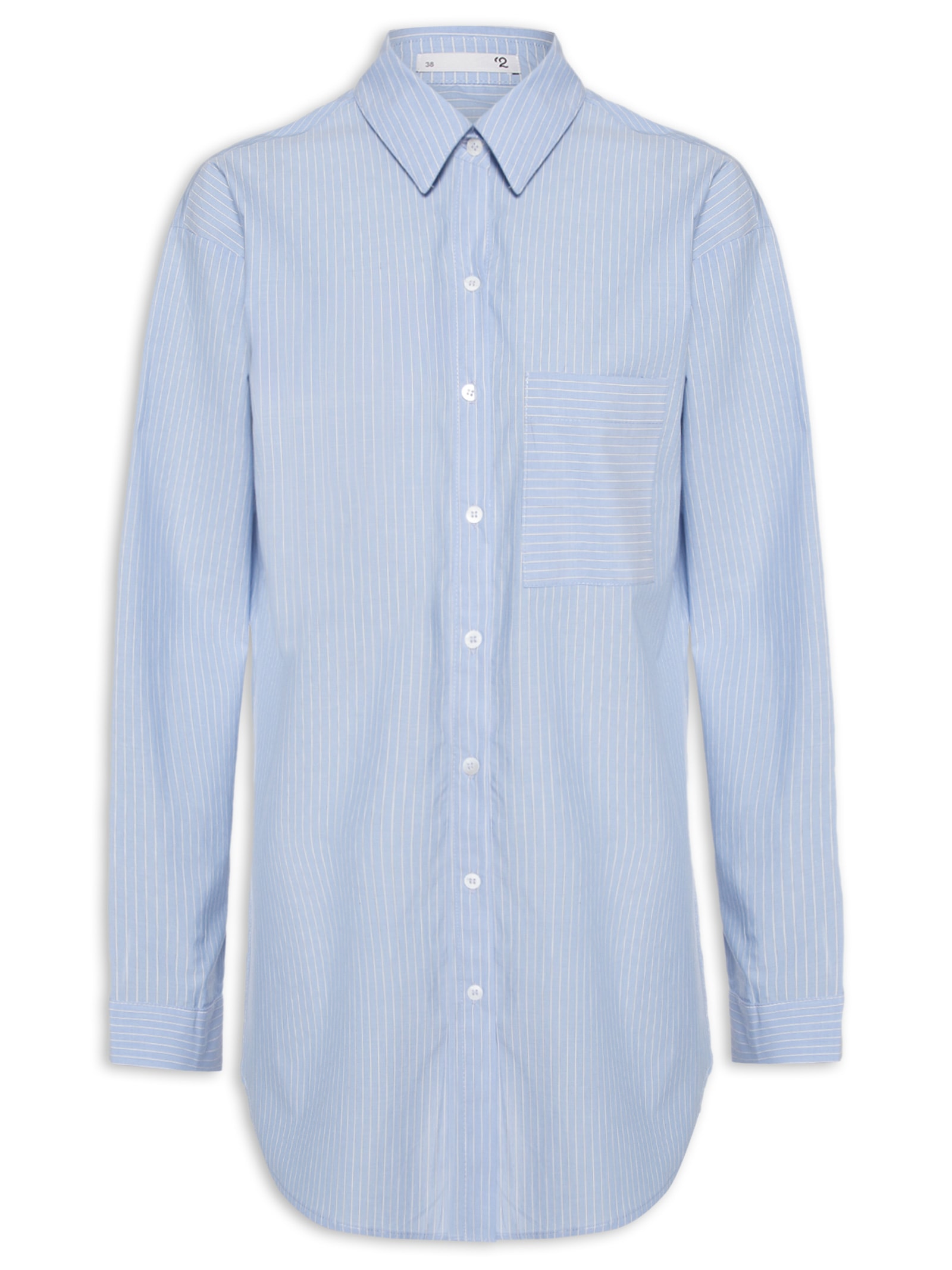 Camisa Feminina Oversized Listrada Azul '2Essential