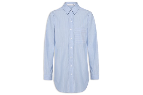 Camisa Feminina Oversized Listrada - Azul