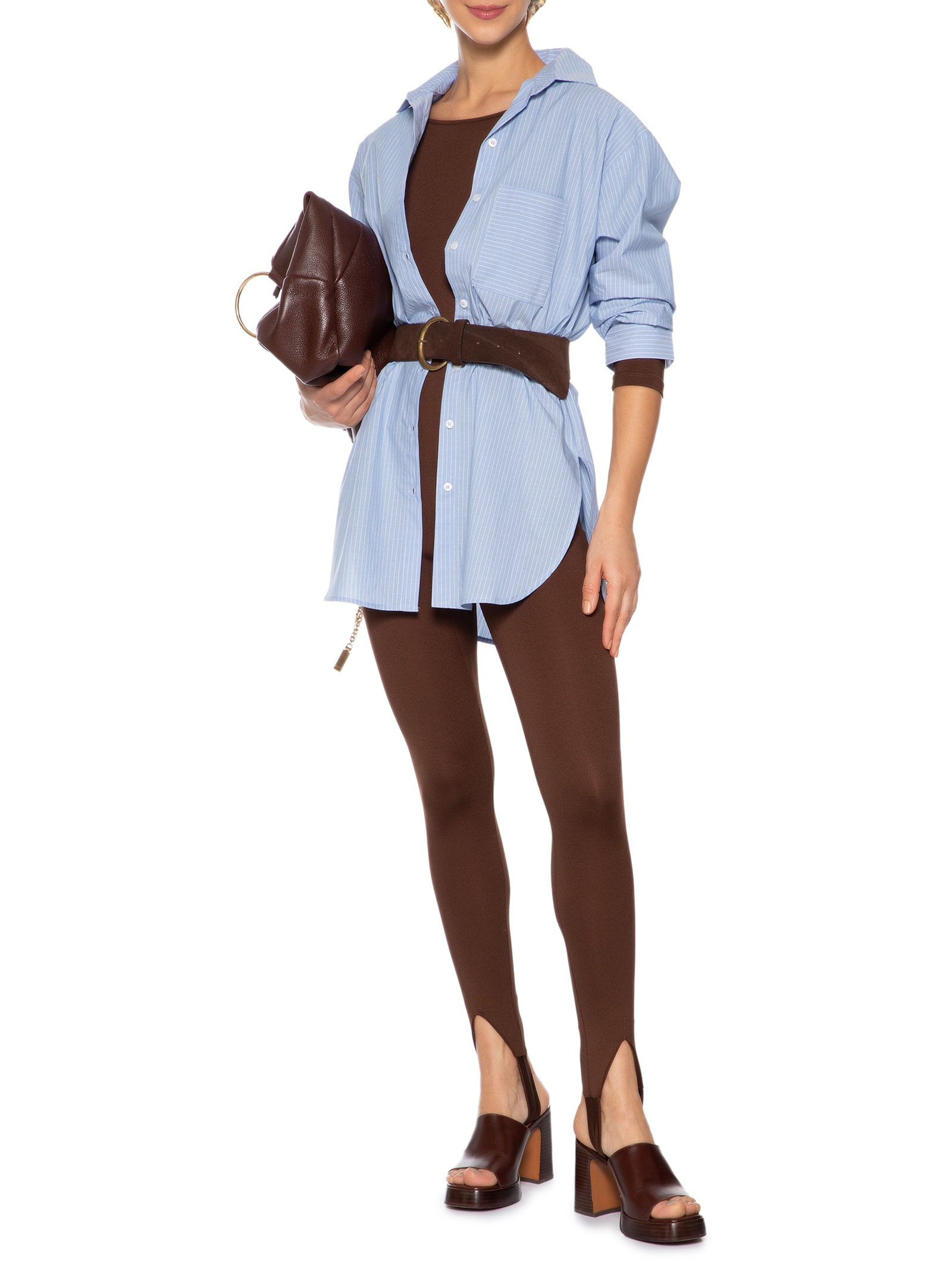 Camisa Feminina Oversized Listrada Azul '2Essential