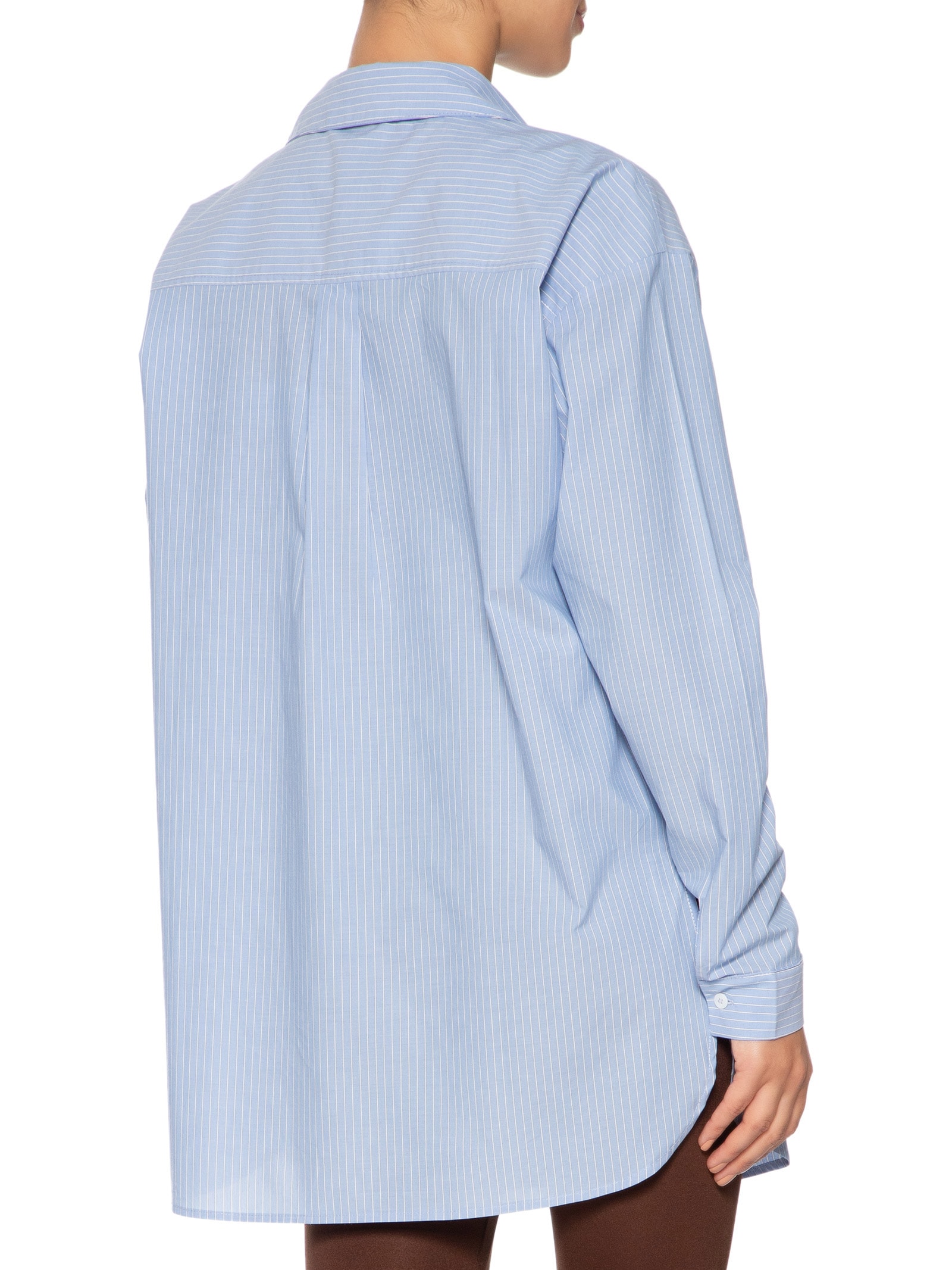 Camisa Feminina Oversized Listrada Azul '2Essential