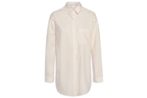 Camisa Feminina Oversized Listrada - Bege