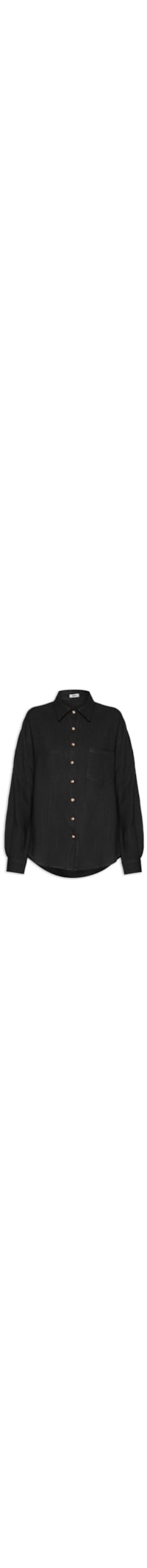 Camisa Feminina Oversized Manga Com Martingale - Preto