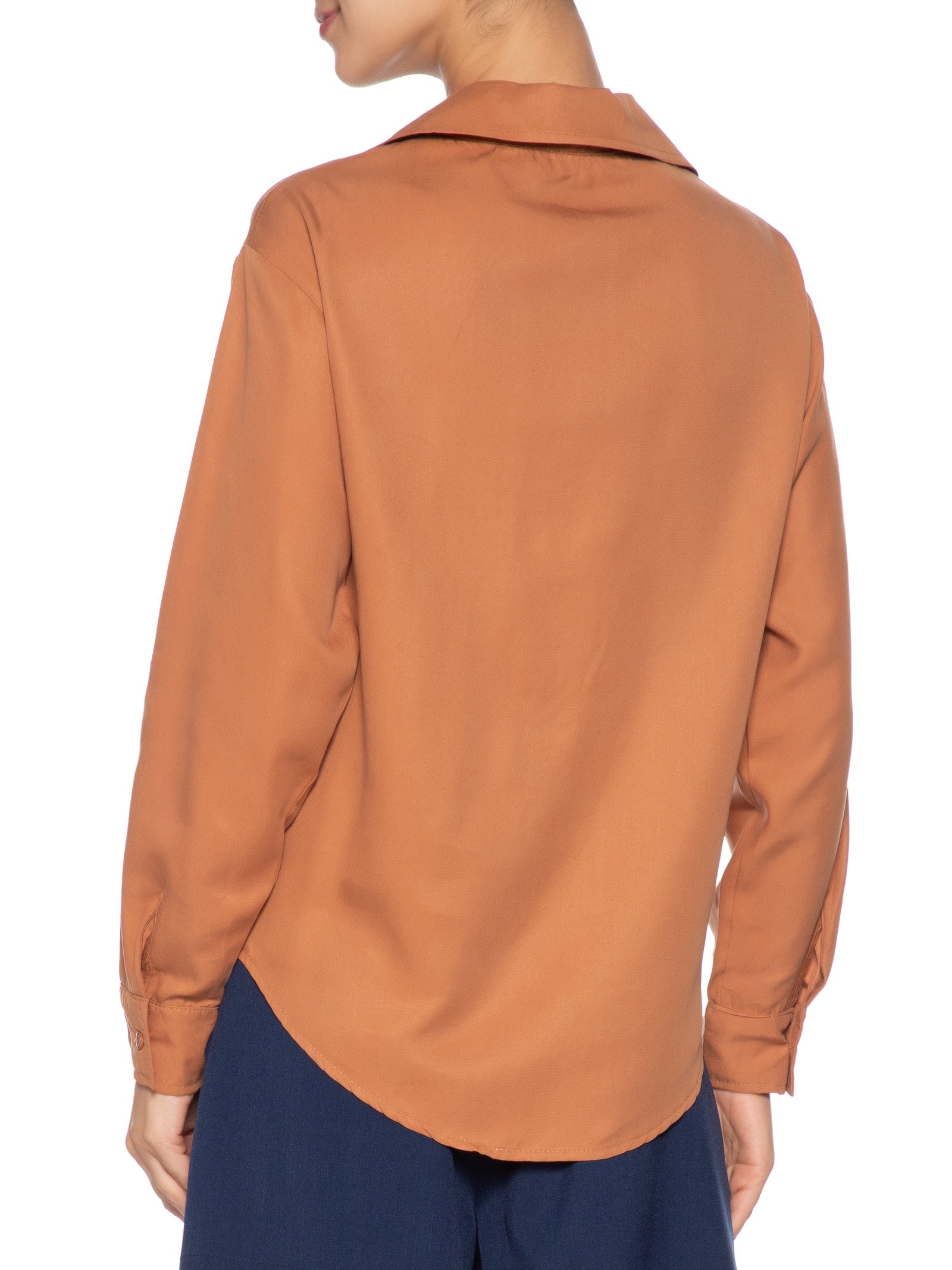 Camisa Feminina Oversized Marrom Basiq