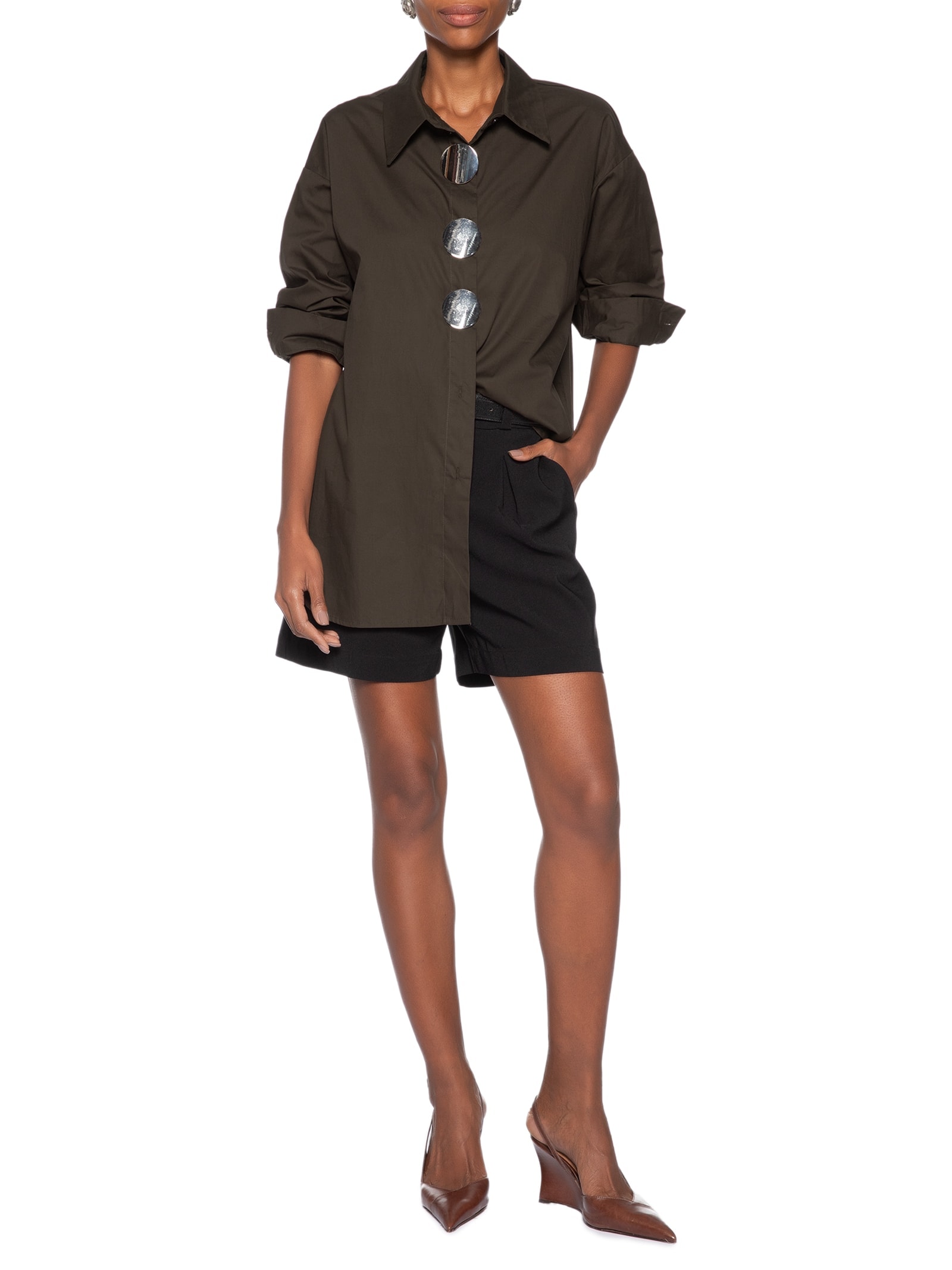 Camisa Feminina Oversized Marrom '2Essential