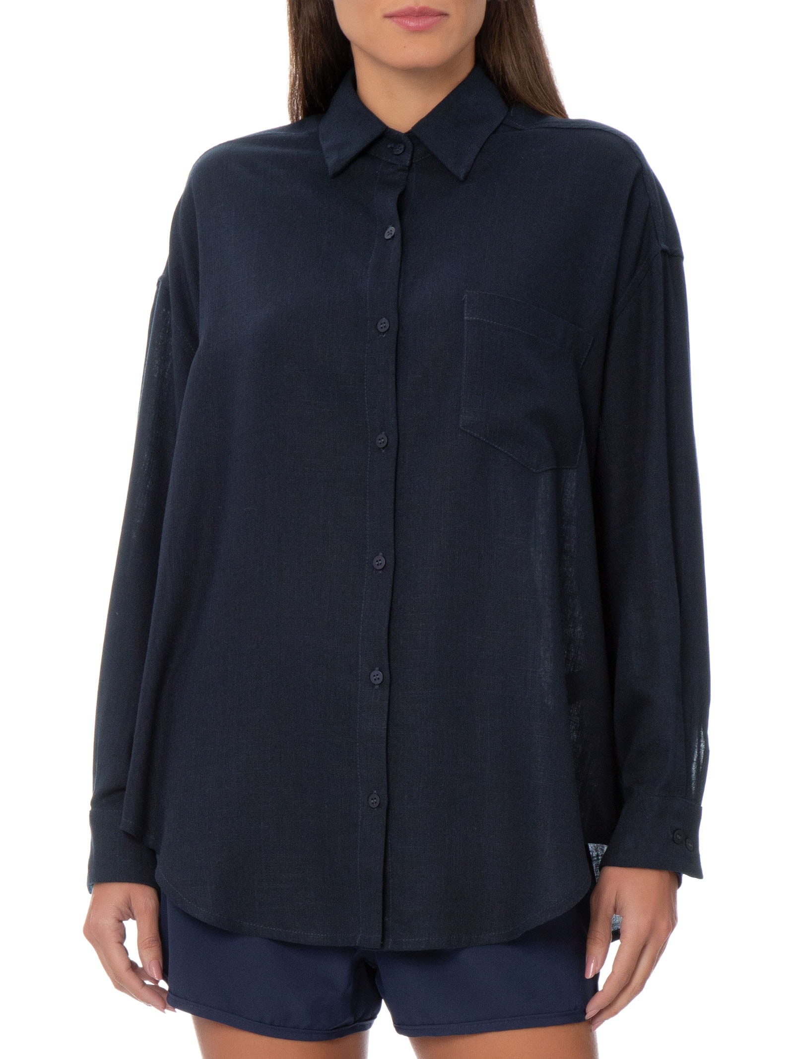 Camisa Feminina Oversized Porto Marítimo Azul Panô