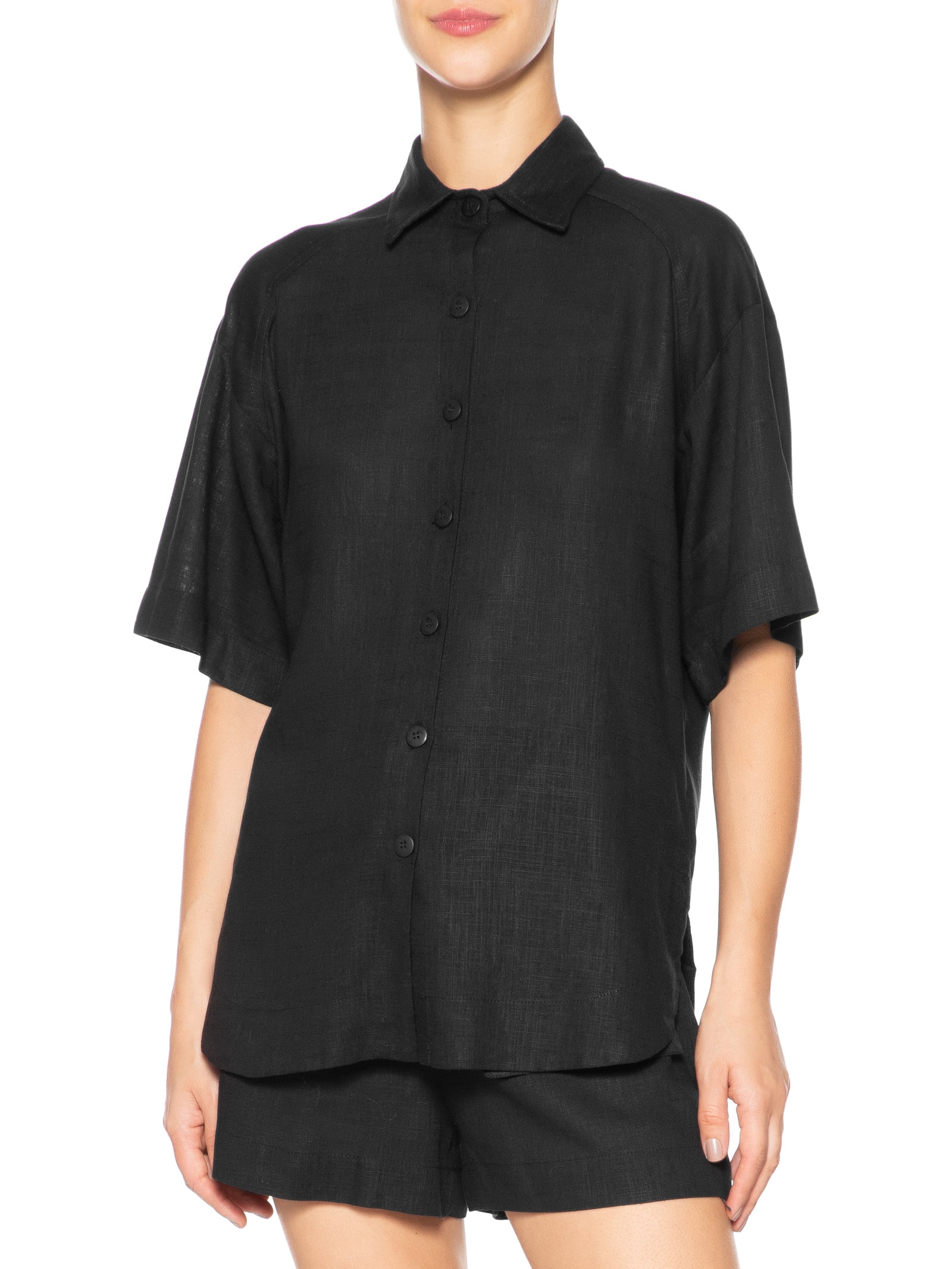 Camisa Feminina Oversized Preto Basiq