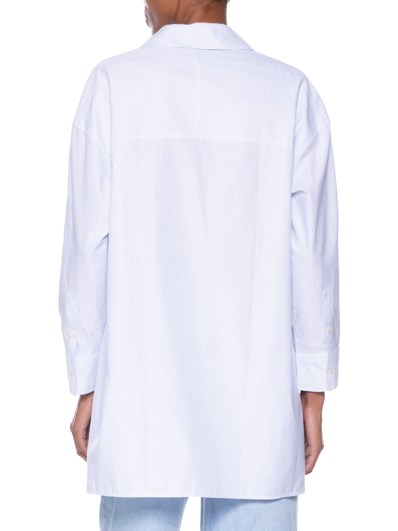 Camisa Feminina Oversized Risca Azul Maria Filó