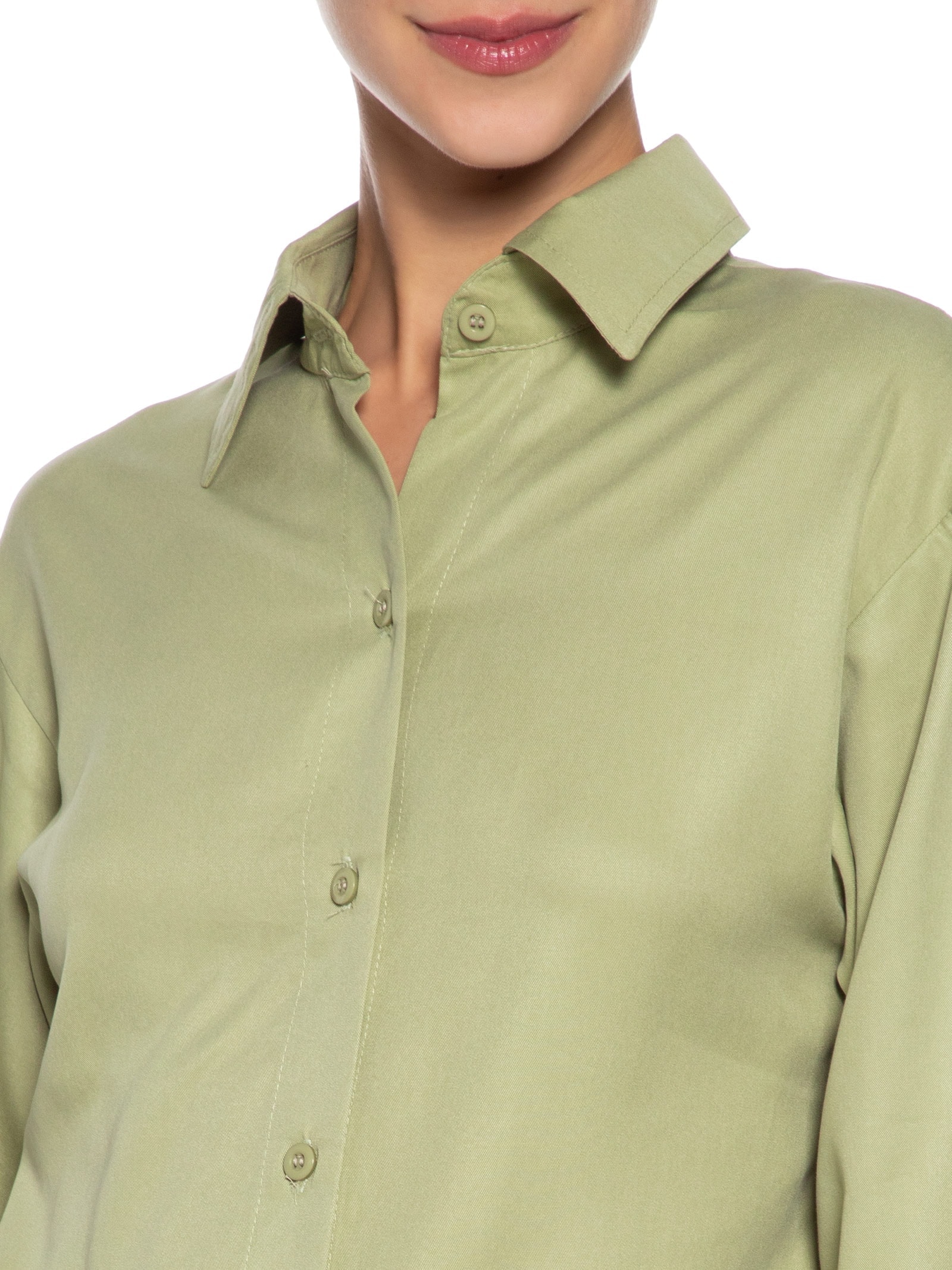 Camisa Feminina Oversized Verde Basiq