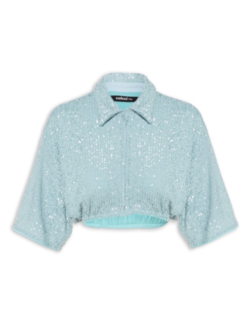 Camisa Feminina Paetê – Azul