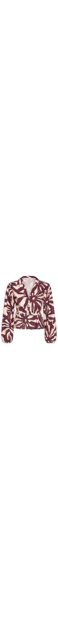 Camisa Feminina Peplum Manga Bufante - Vermelho