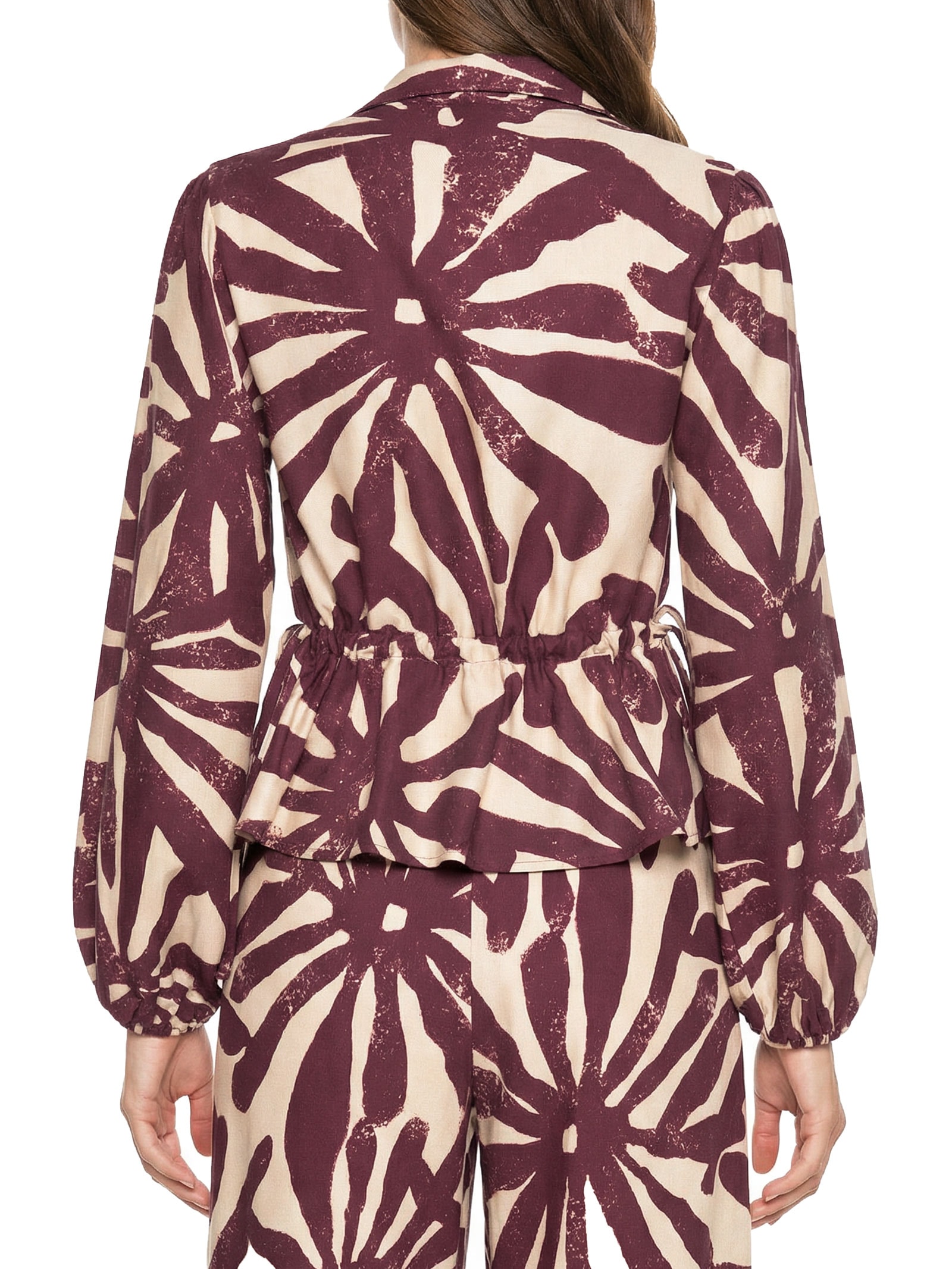 Camisa Feminina Peplum Manga Bufante Vermelho Cacay