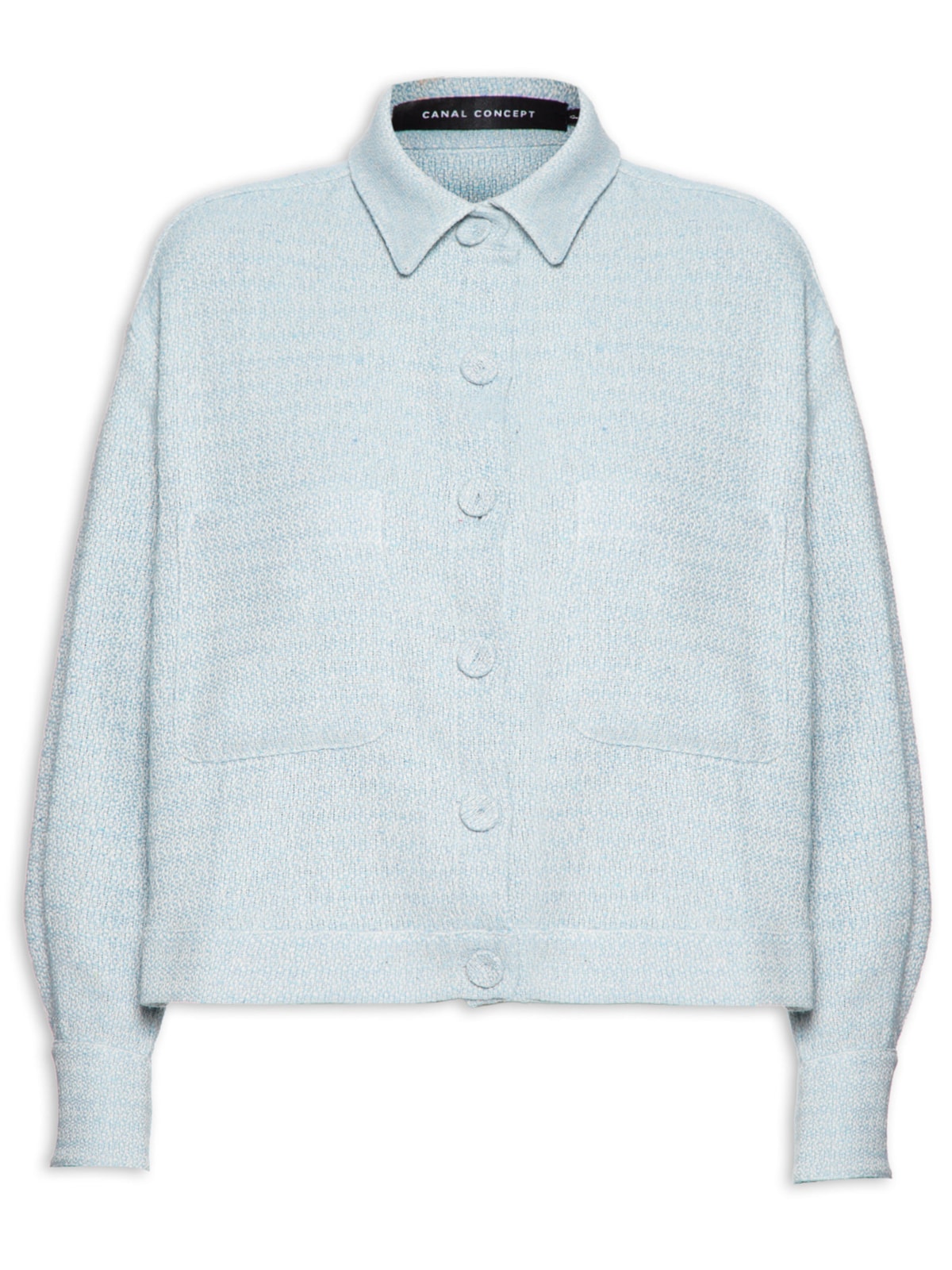 Vista 2 Camisa Feminina Plano Ombro Deslocado Tweed AZUL AZUL