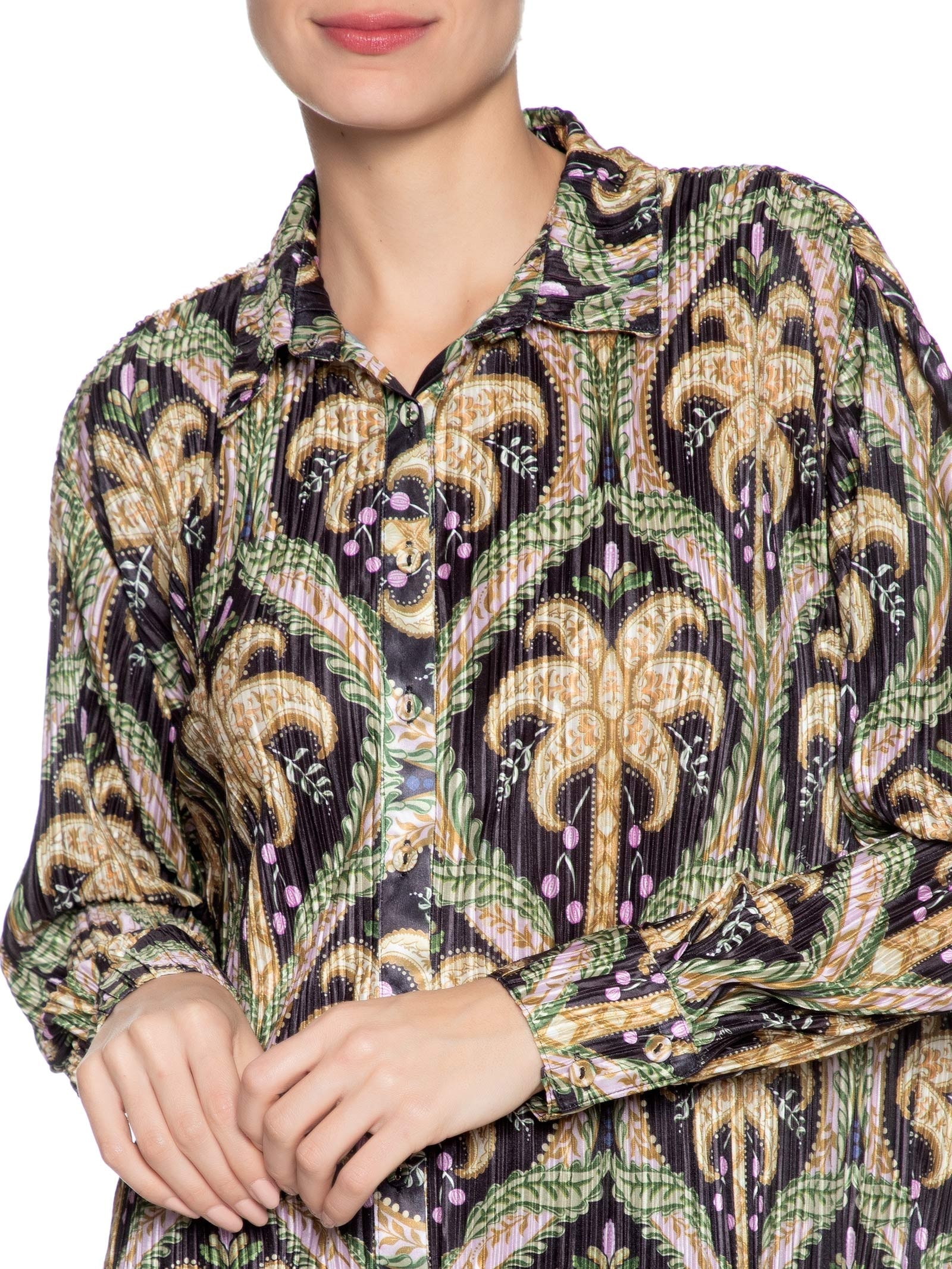 Camisa Feminina Plissada Camafeu Tropical Preto  Farm