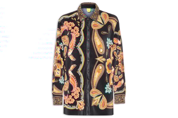 Camisa Feminina Plissada Lenço Boho - Preto