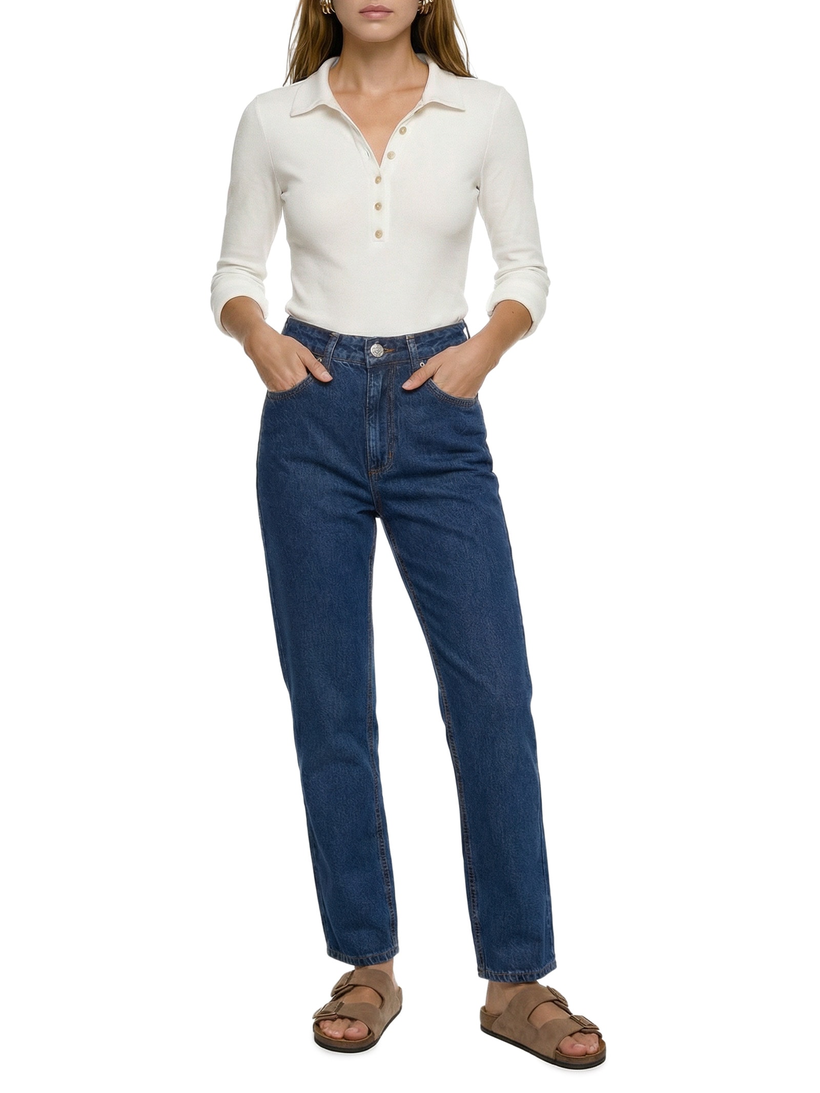 Camisa Feminina Polo Manga Longa Branco Hering