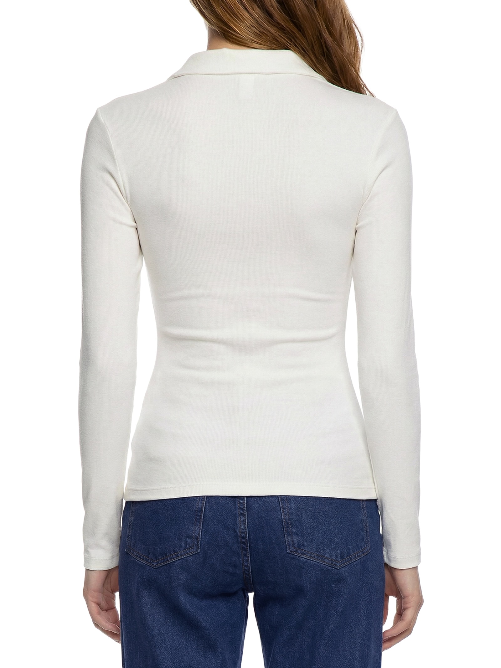 Camisa Feminina Polo Manga Longa Branco Hering