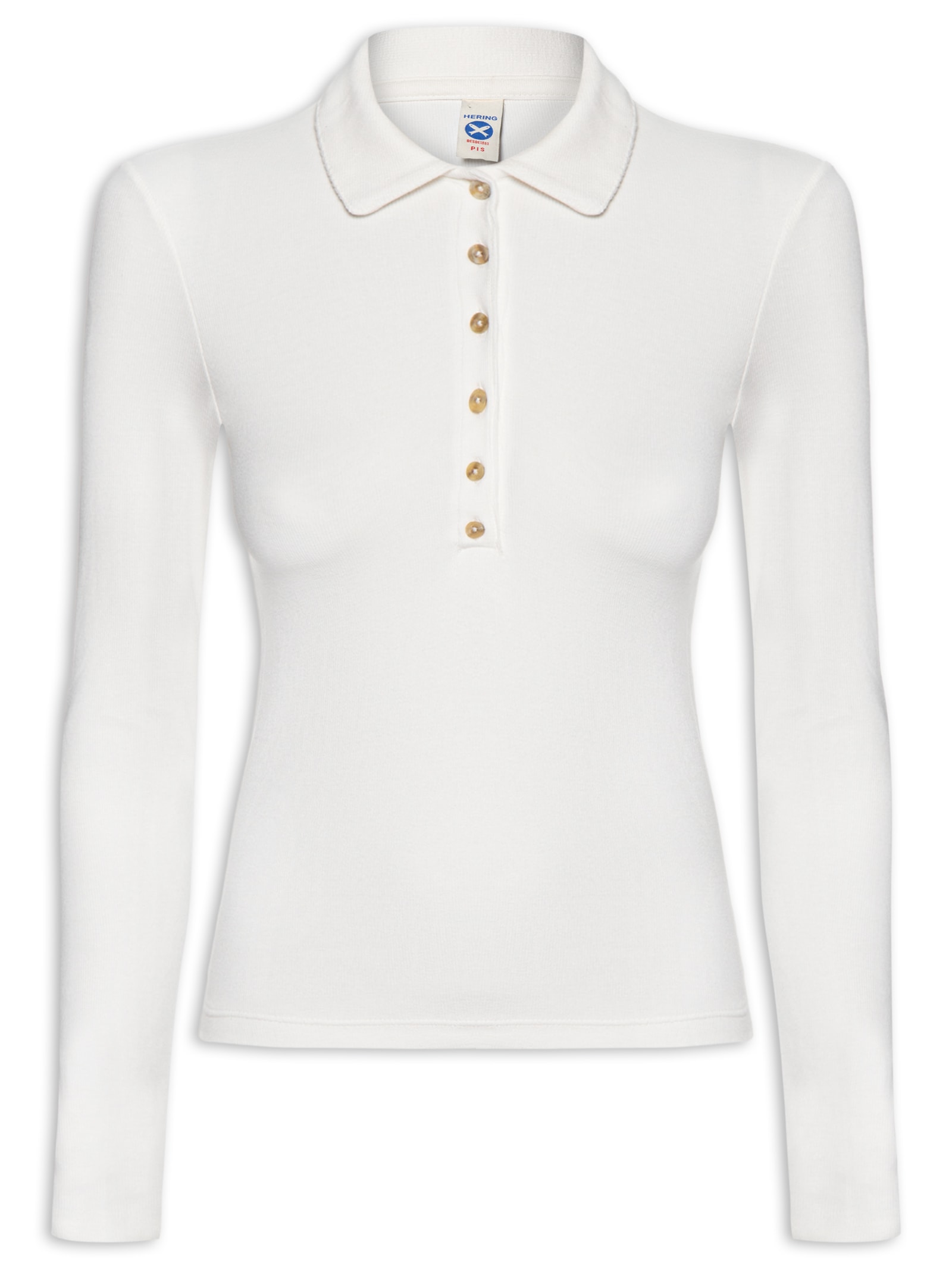 Camisa Feminina Polo Manga Longa Branco Hering