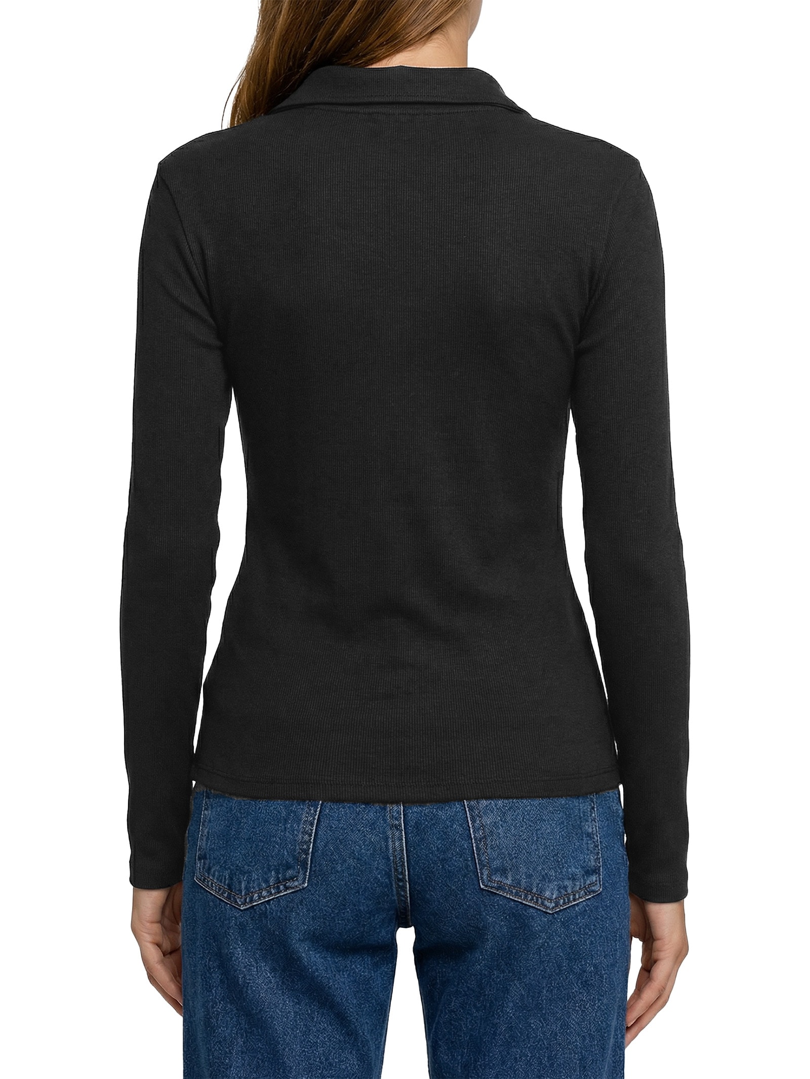 Camisa Feminina Polo Manga Longa Preto Hering