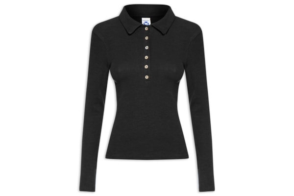 Camisa Feminina Polo Manga Longa - Preto