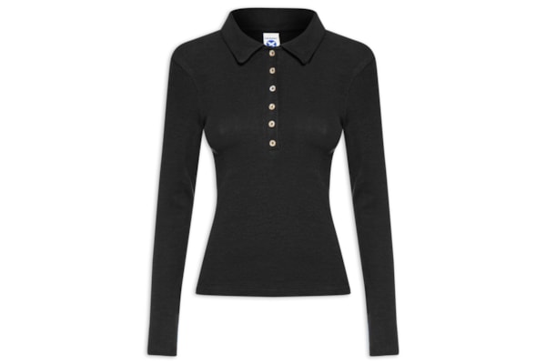 Camisa Feminina Polo Manga Longa - Preto