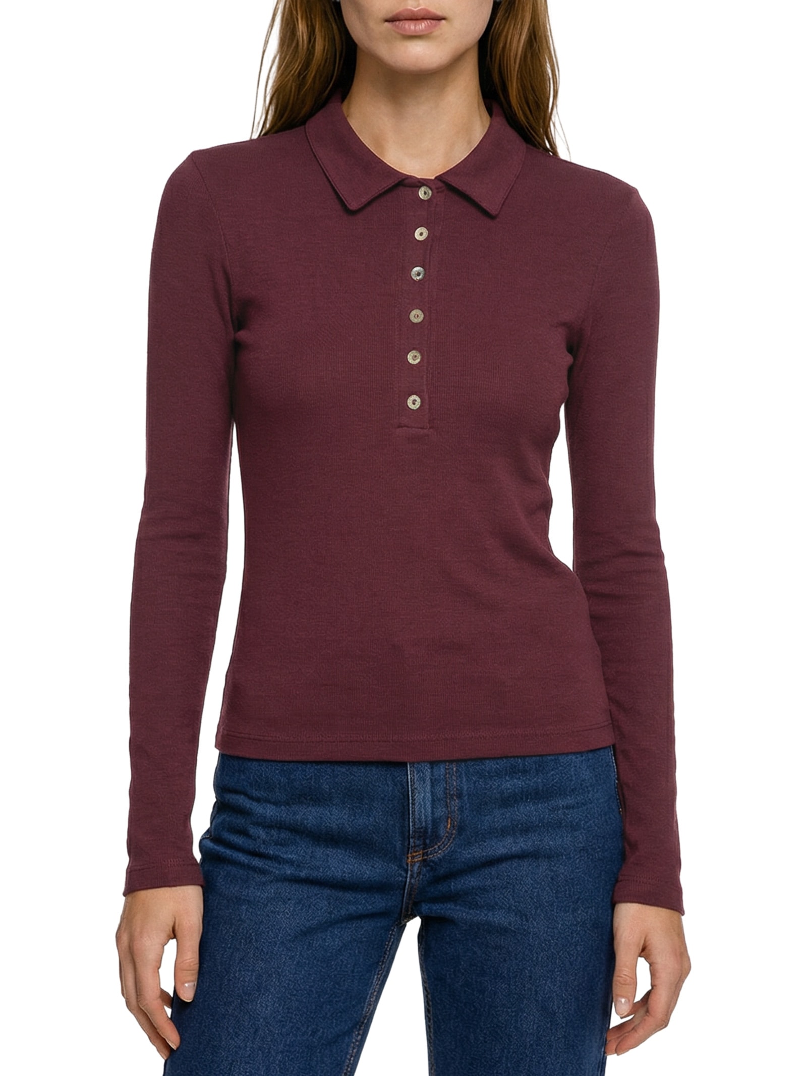 Camisa Feminina Polo Manga Longa Vermelho Hering